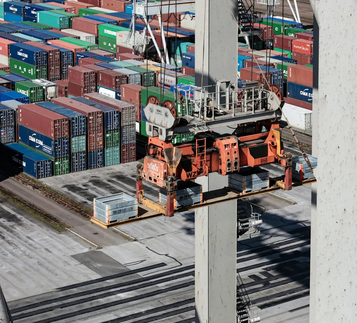 Containers stacked at a port terminal