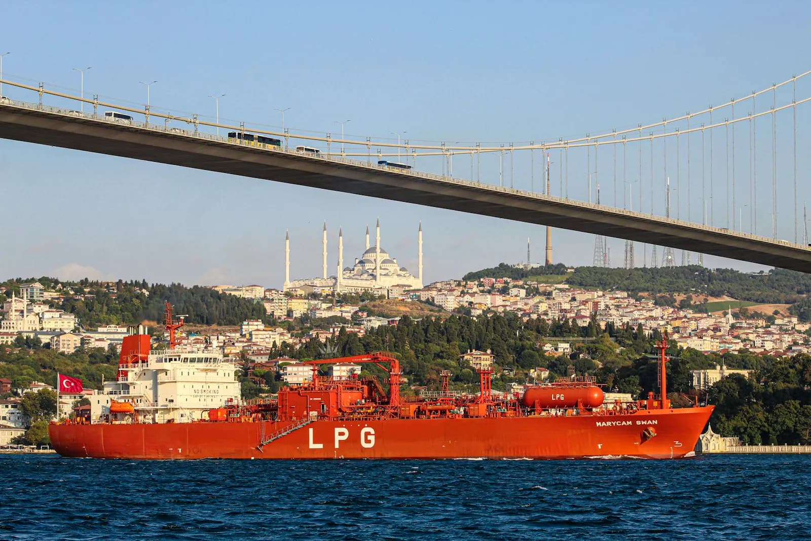An LPG gas carrier underway at sea