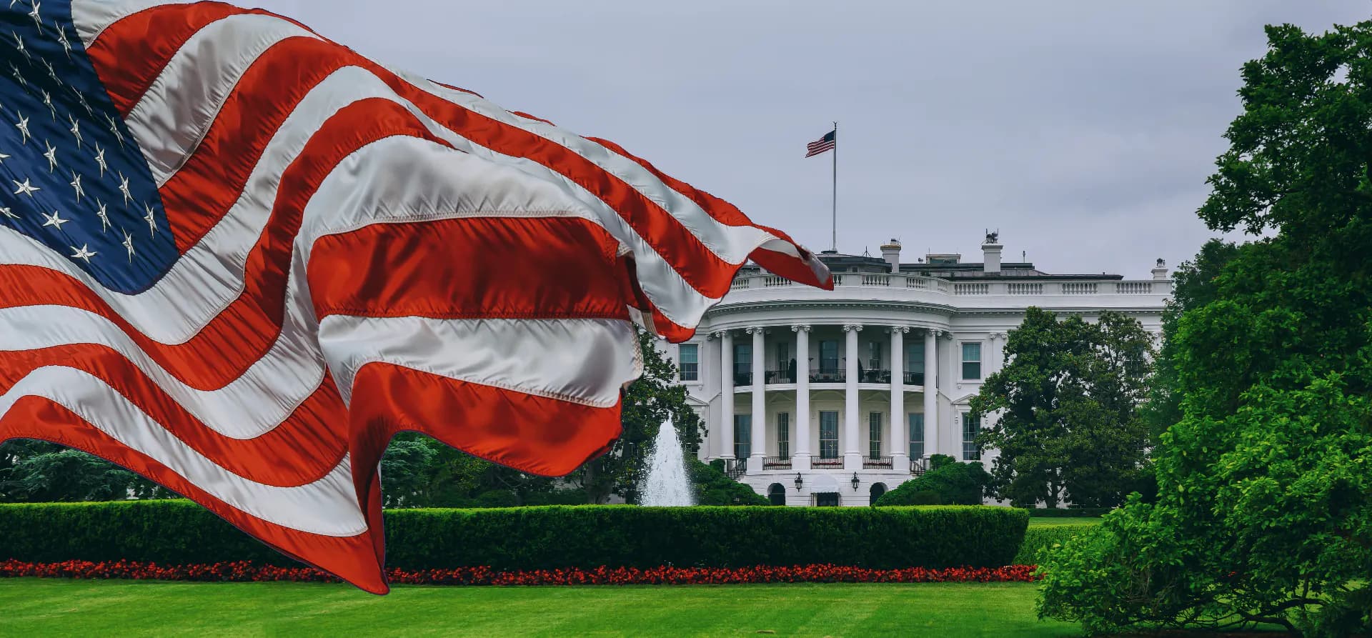 United States flag flying against a clear sky