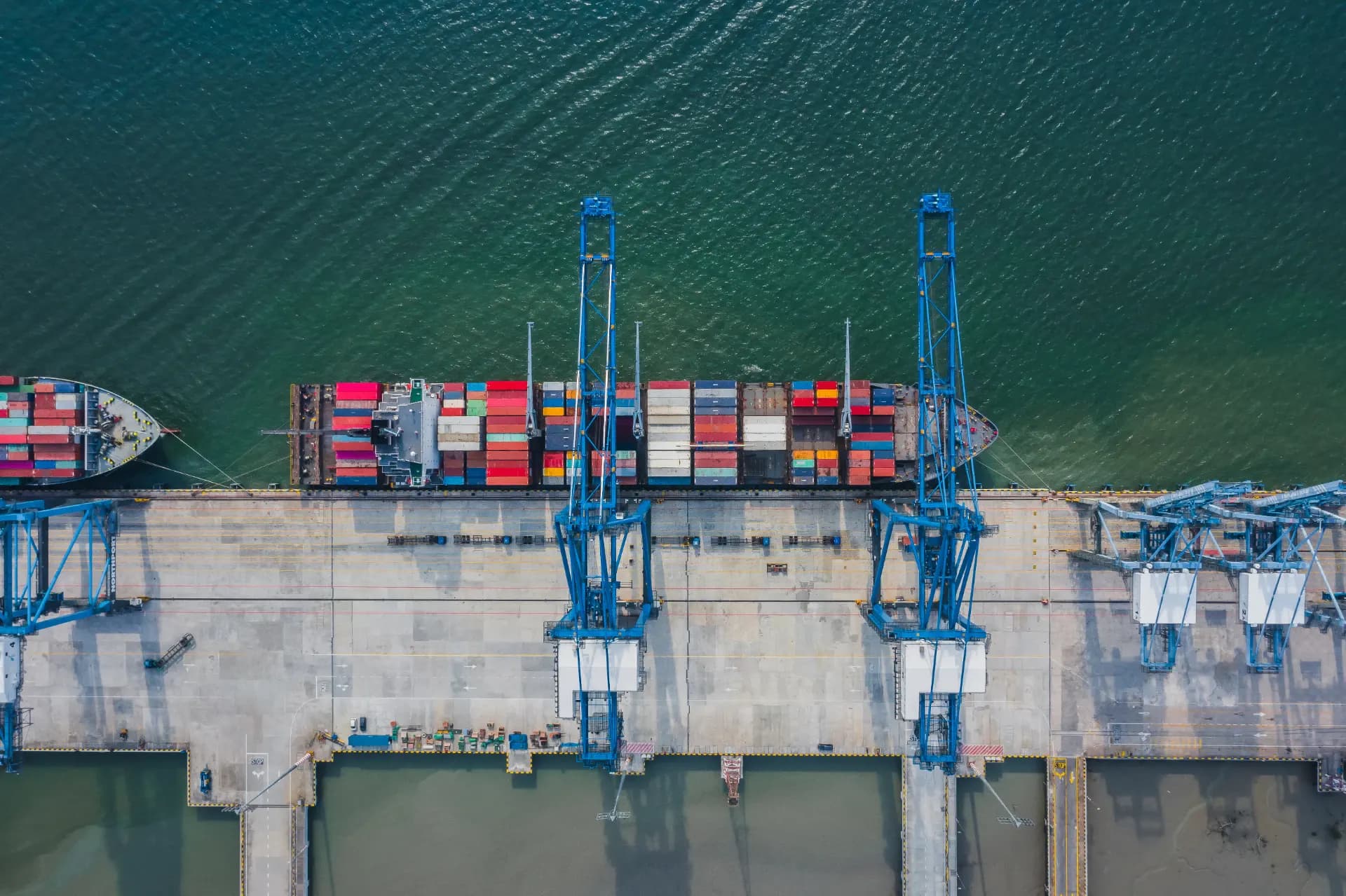 A general cargo ship seen from above