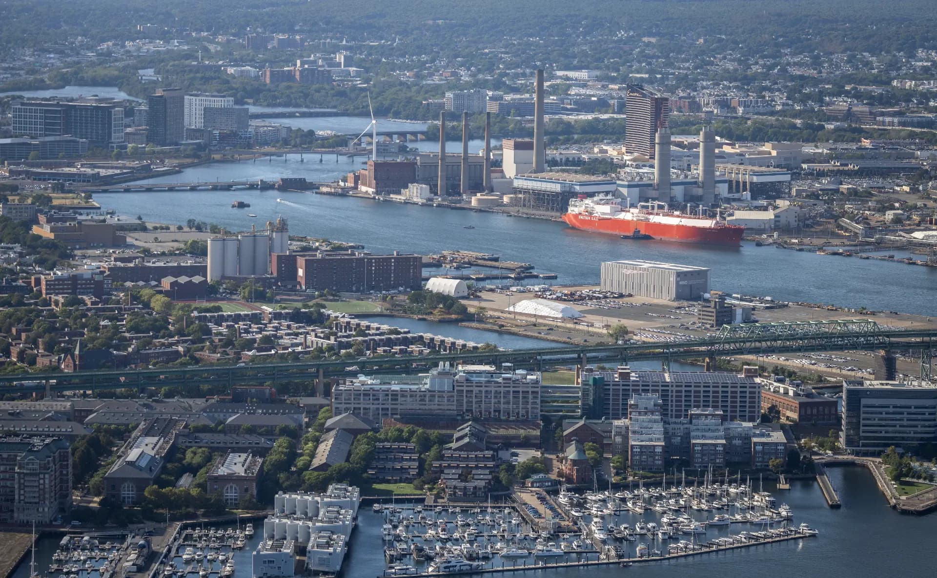 Aerial view of a liquefied natural gas terminal, illustrating global energy and trade flows