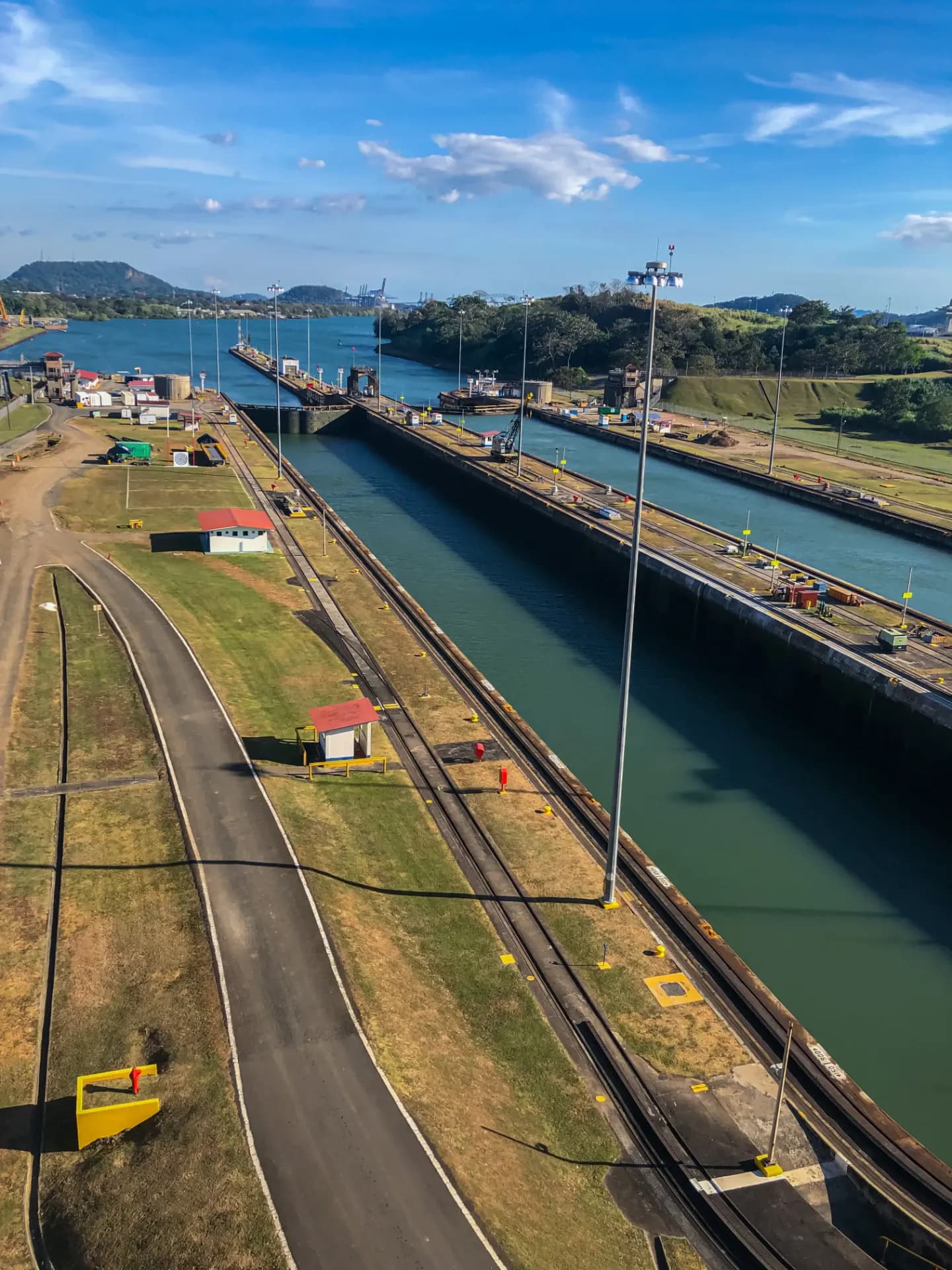 Aerial view of the Miraflores Locks on the Panama Canal