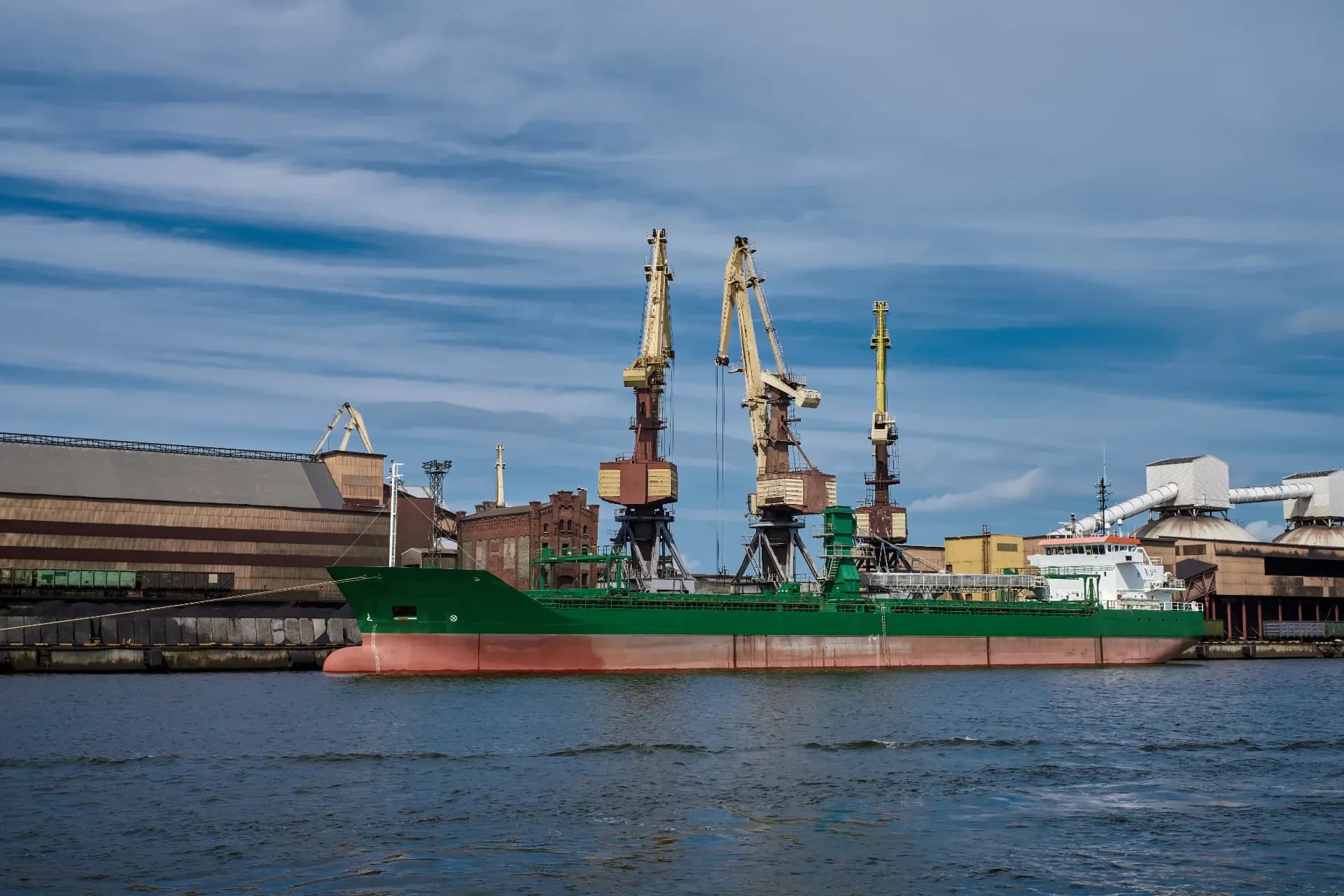 A cargo ship at a Baltic port terminal