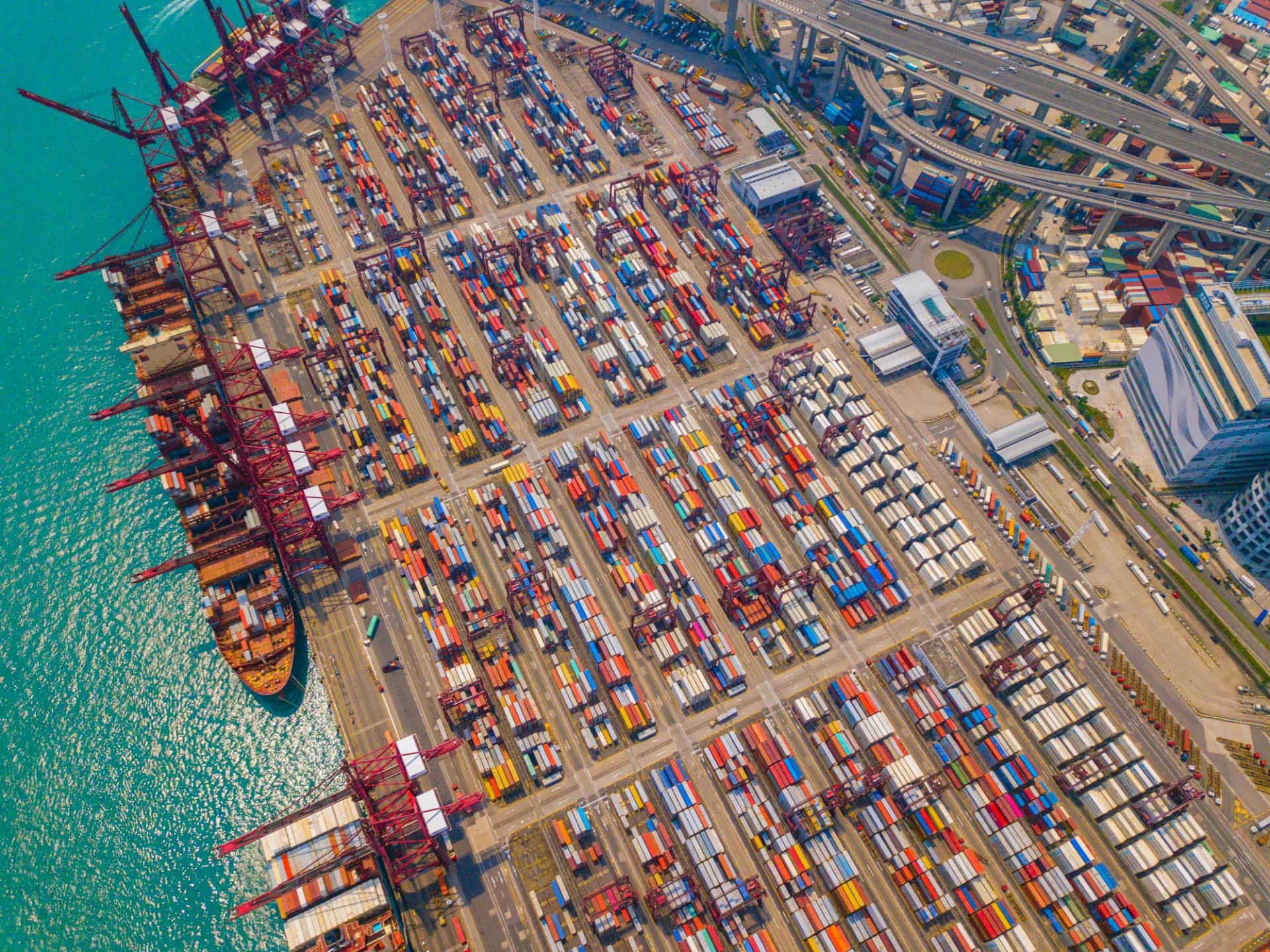 A container ship in the export and import business