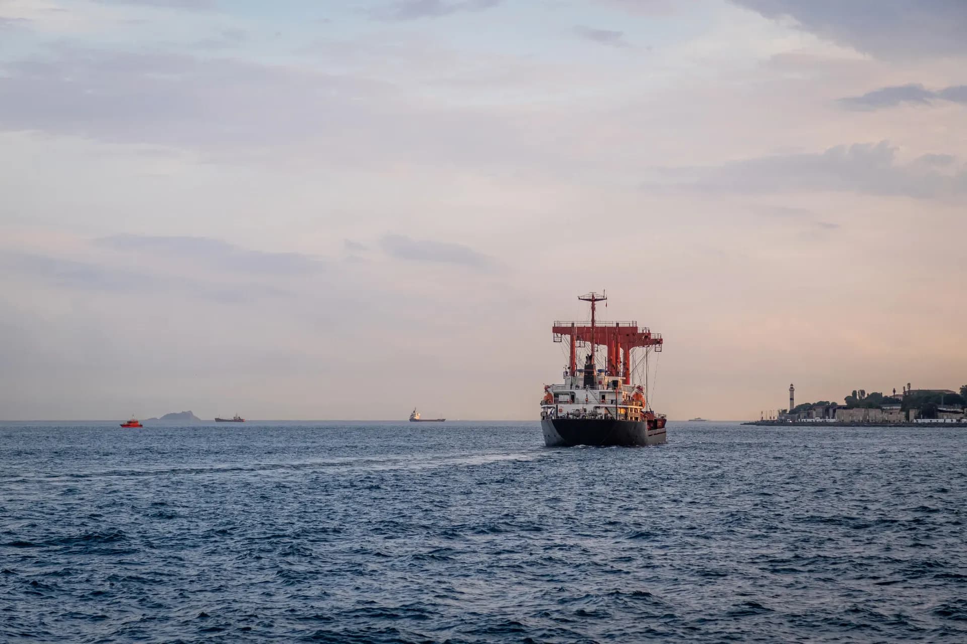 Freight ship under way in the waters off Istanbul