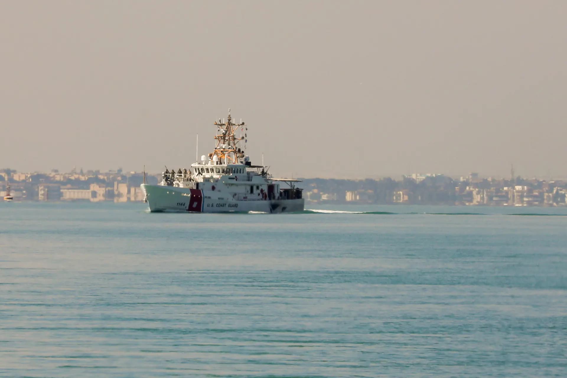 A ship transiting the Suez Canal