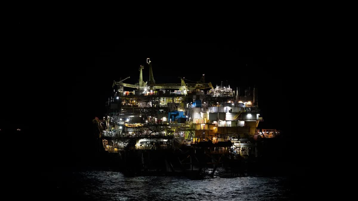 Offshore drilling rig at sea