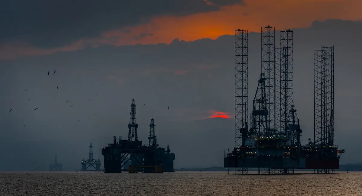 Offshore drilling rigs at sea