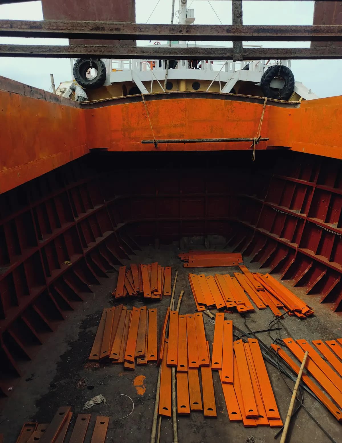 Shipyard with vessels under construction