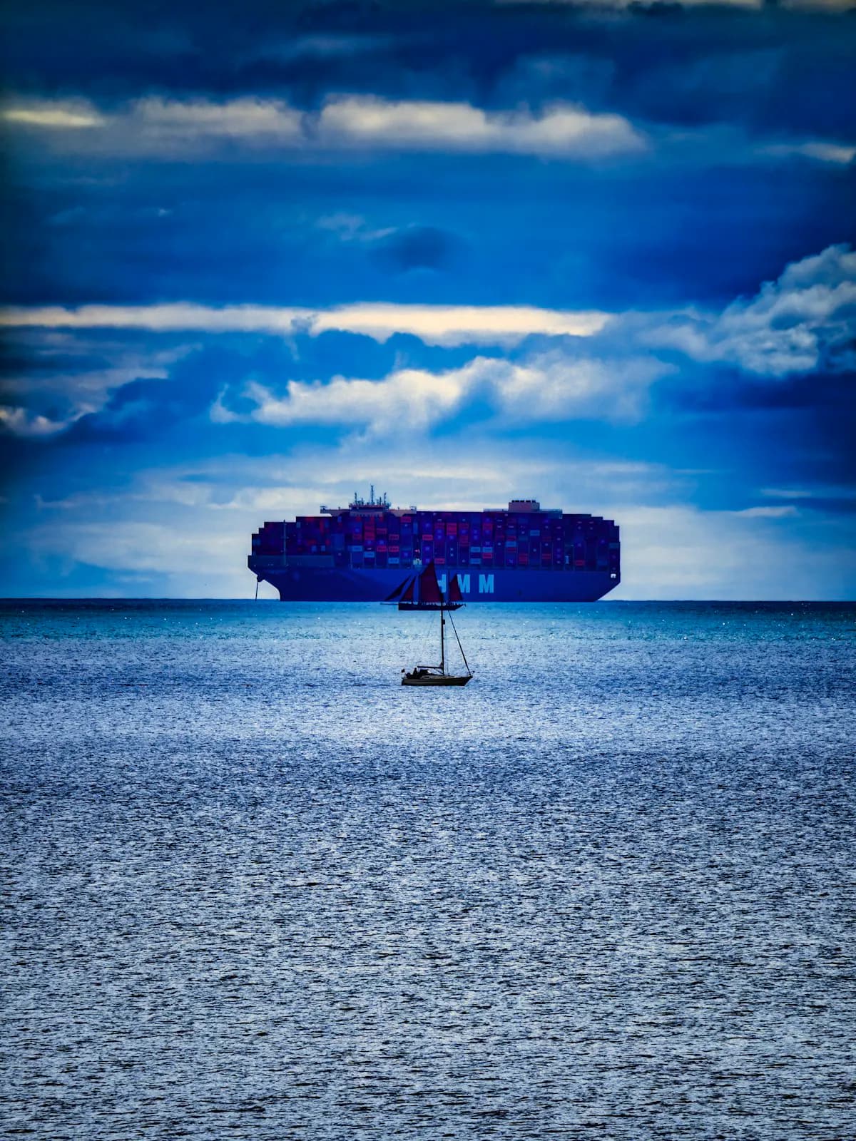 Cargo ships on open water