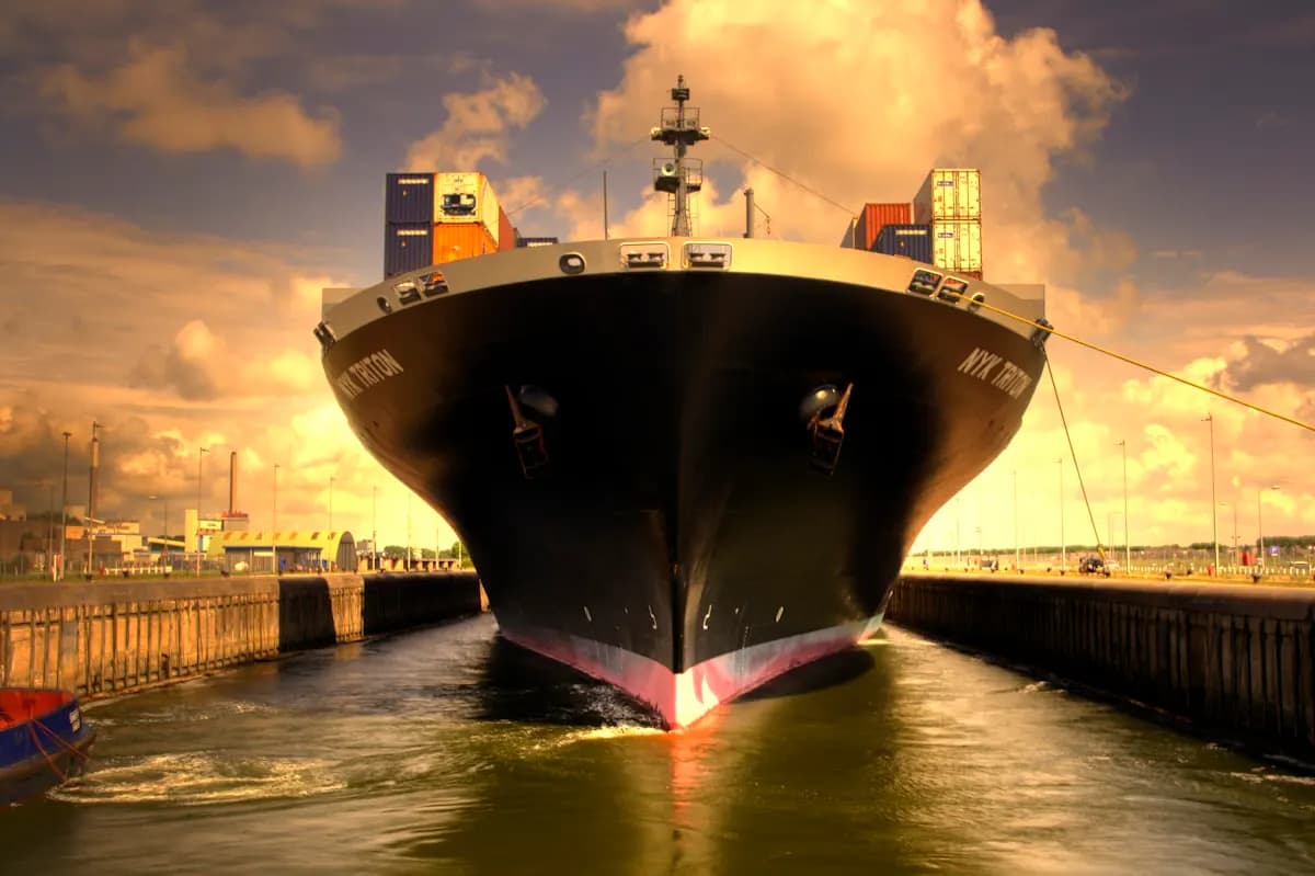 Ship at a shipyard dock