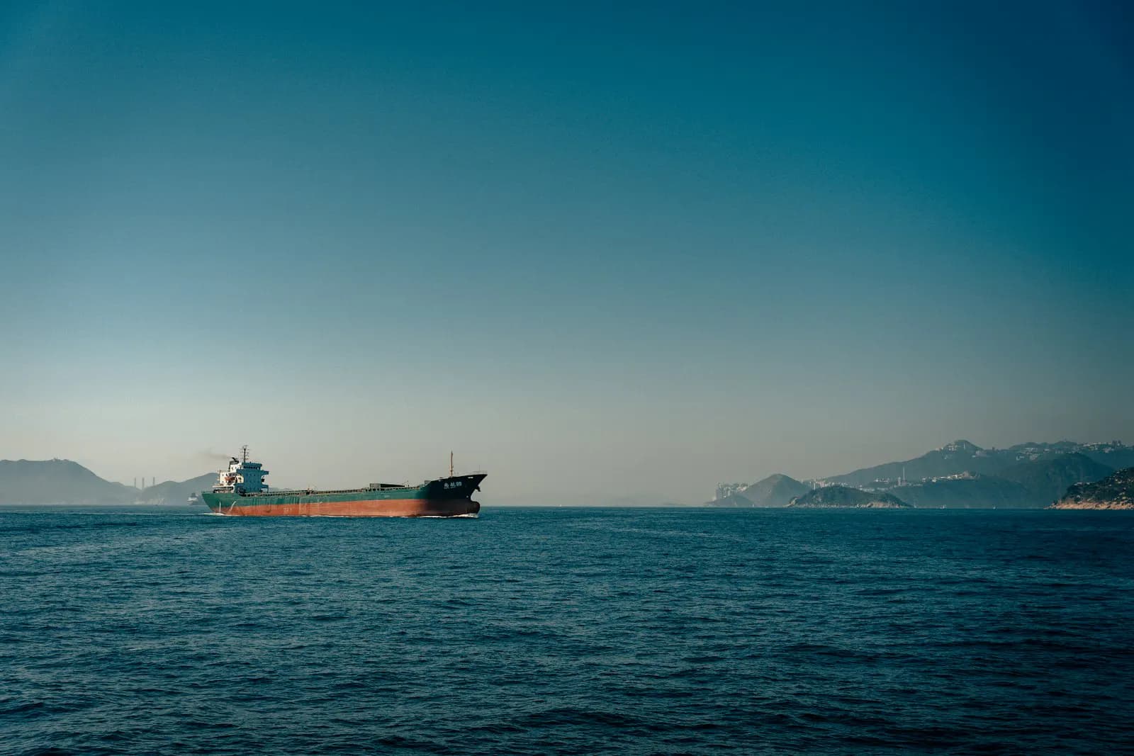 Large cargo ship under way at sea