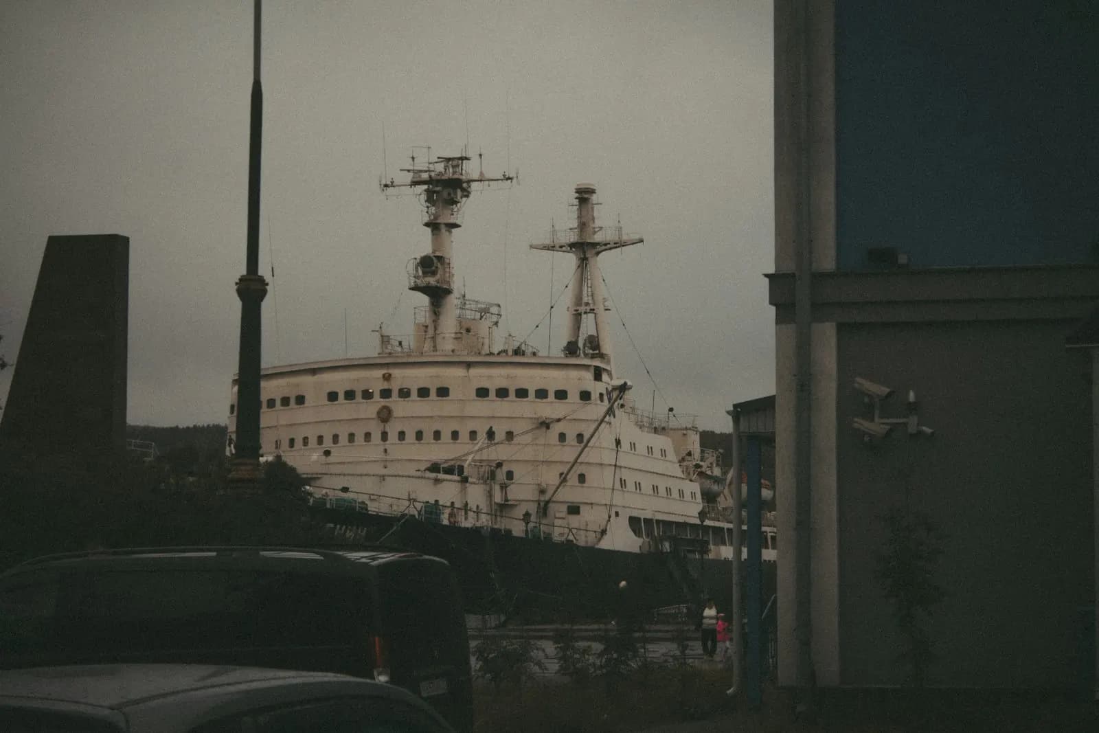 Large vessel alongside in a harbour