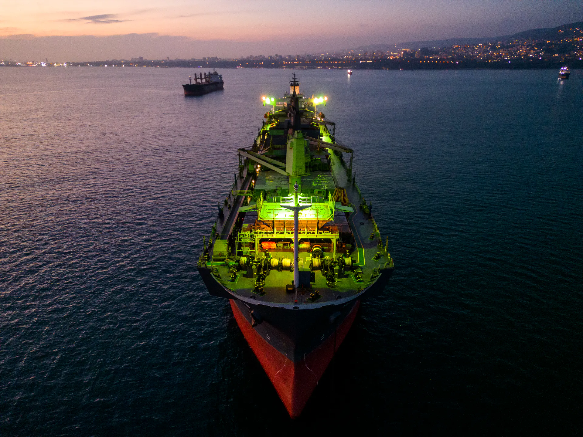 General cargo vessel under way on open water