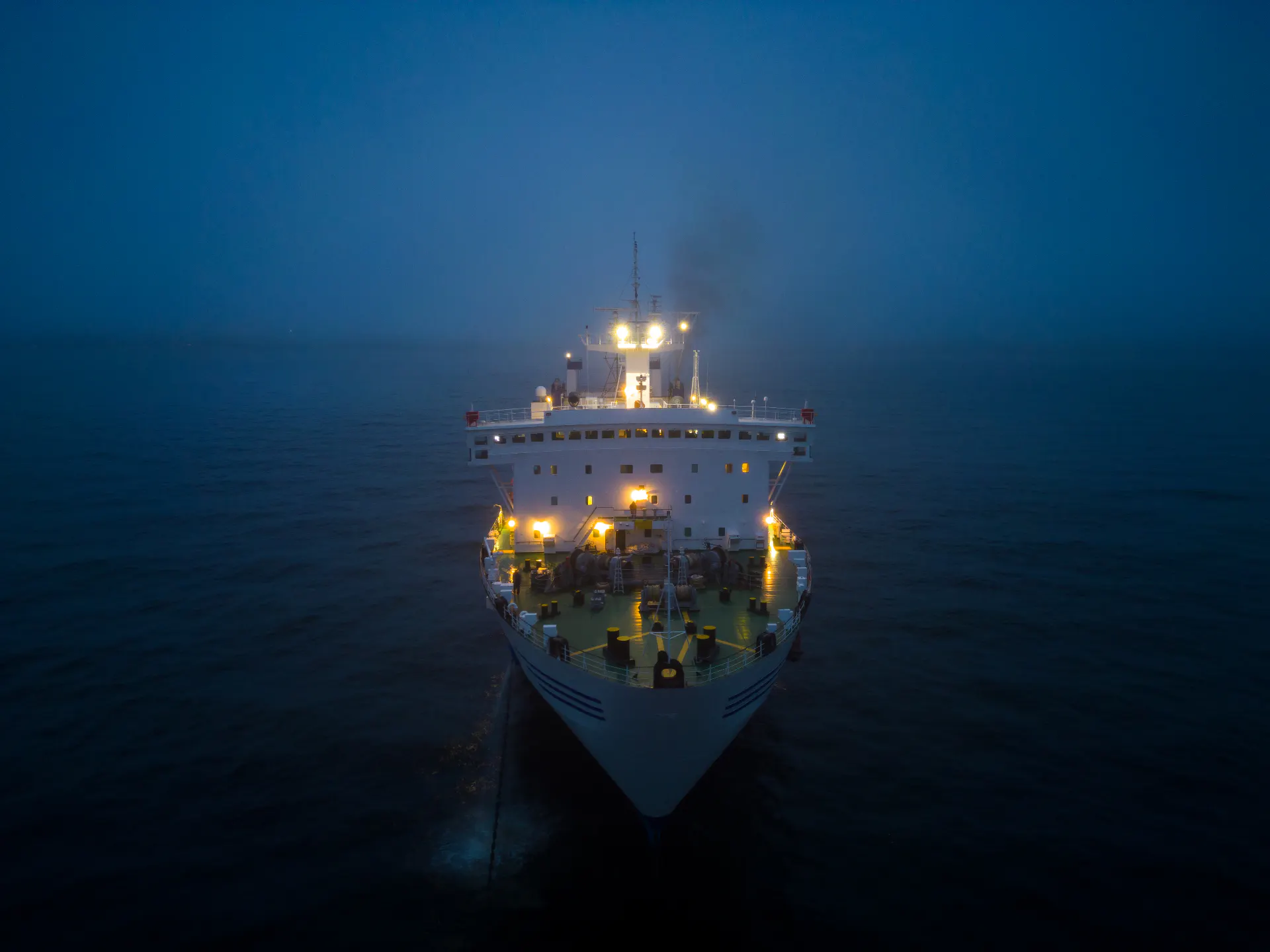 Ferry under way seen from the air