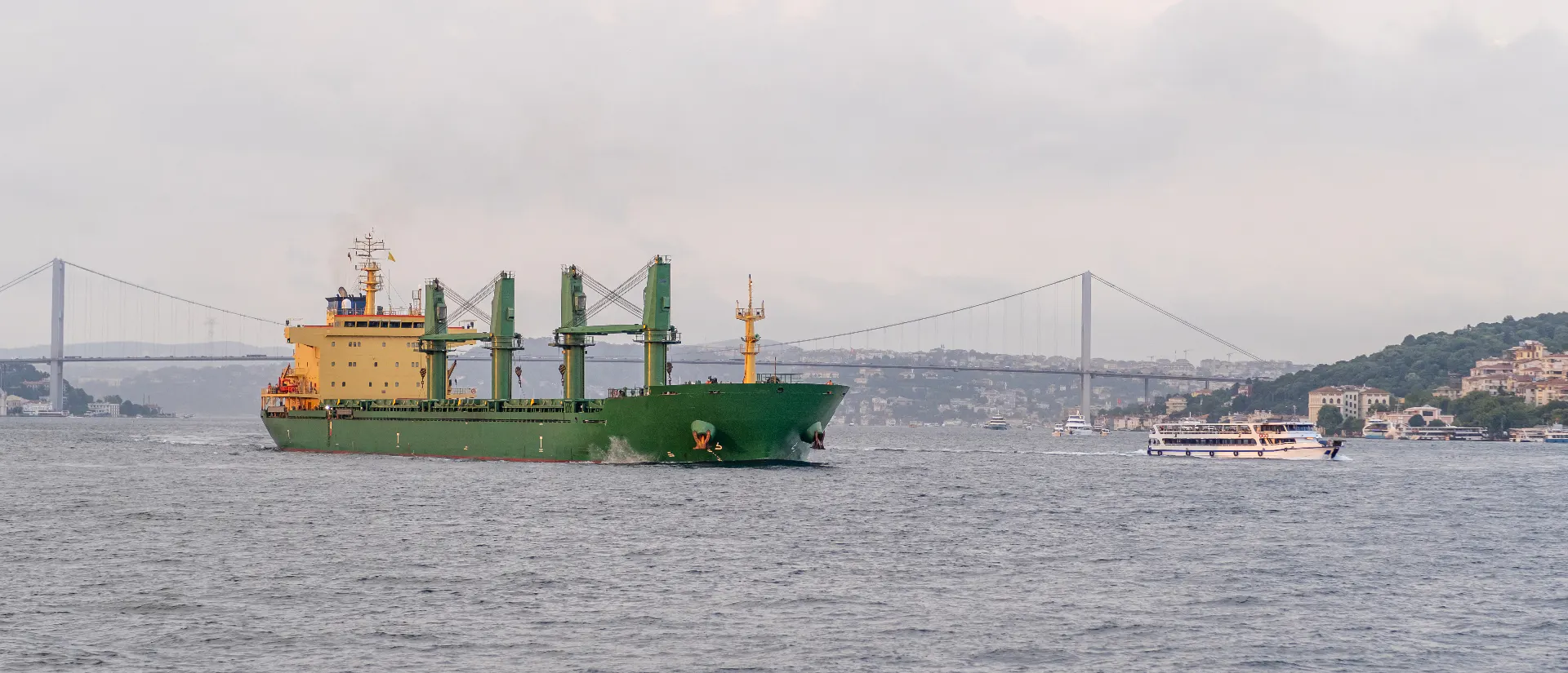 Turkish-operated cargo vessel transiting the Bosphorus