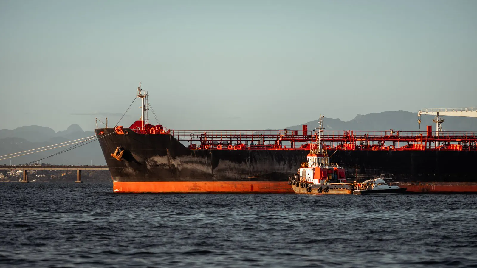 Crude oil tanker in open water