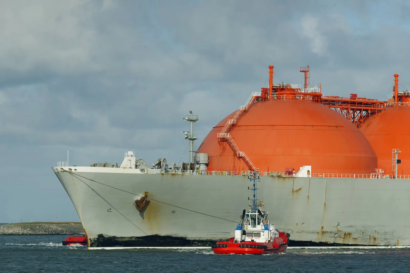 Gas tanker entering harbour