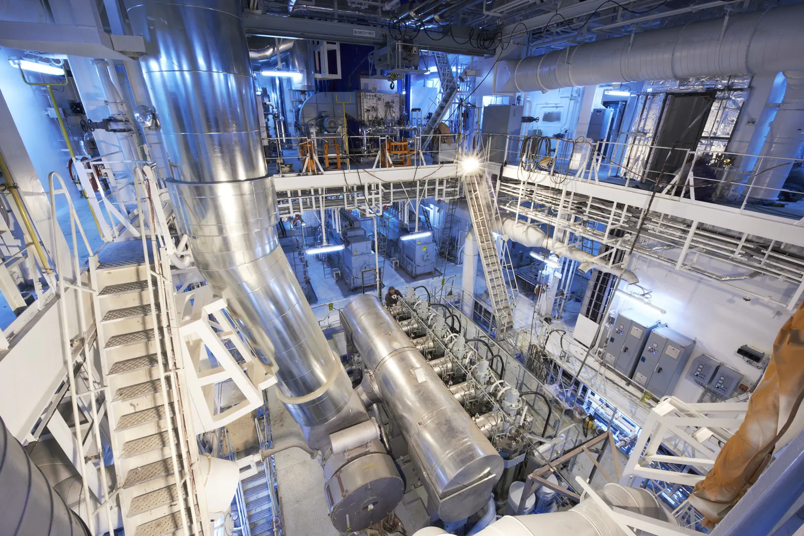 Engine room of a large vessel