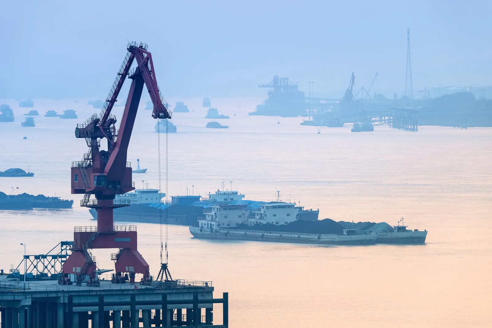Quayside crane at a river port