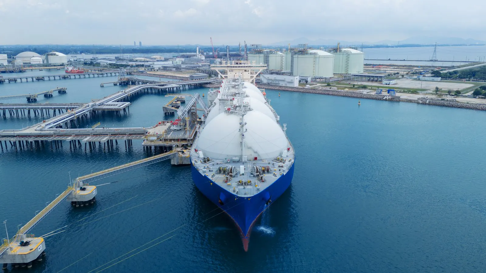 LNG carrier alongside an import terminal