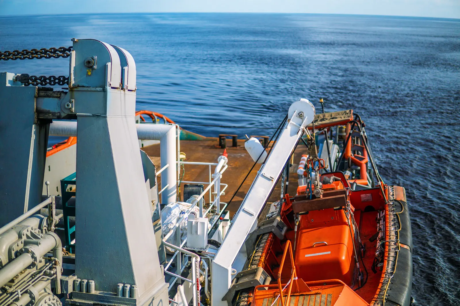 Fast rescue craft on a vessel deck