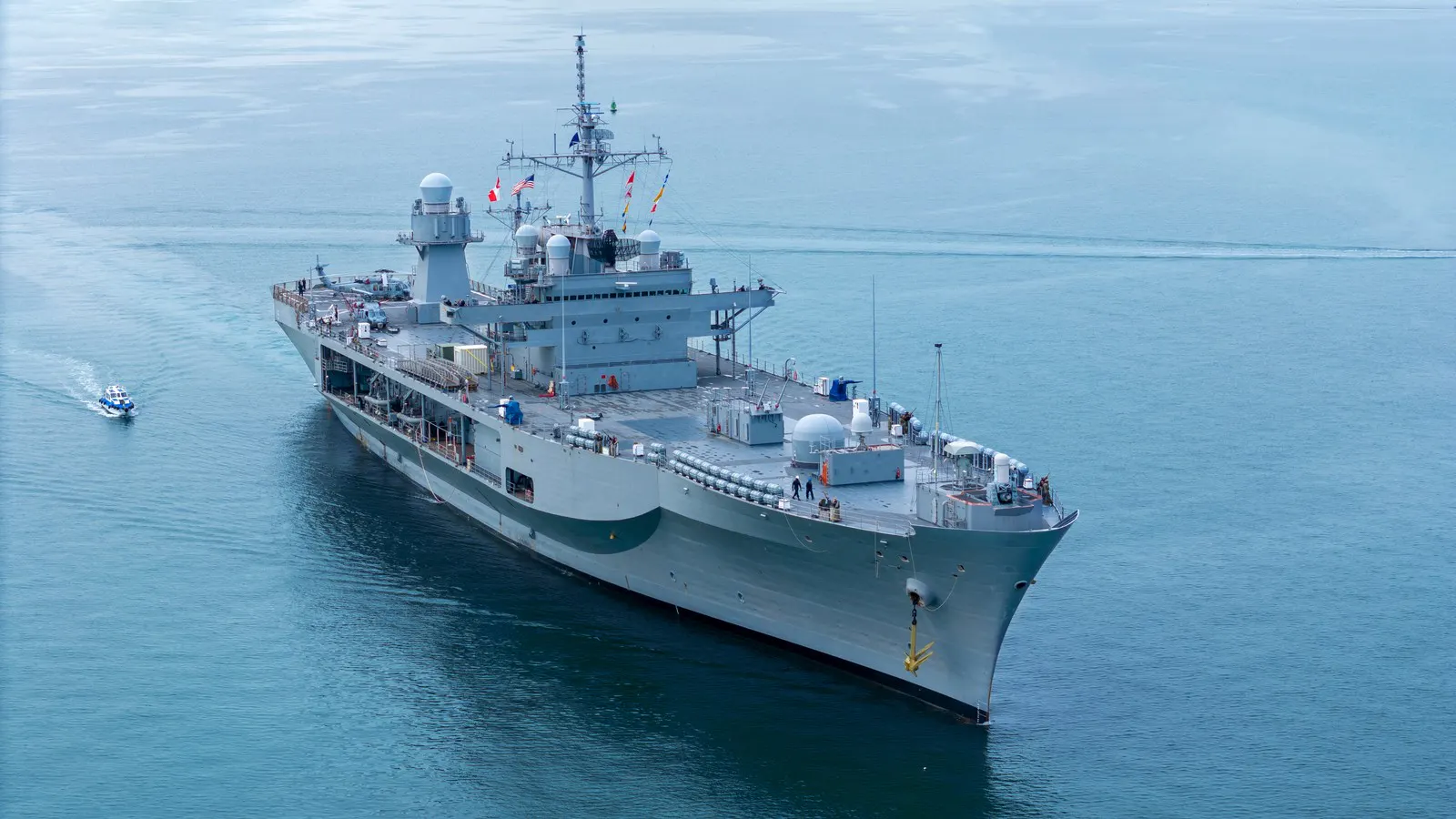 United States Navy vessel under way at sea
