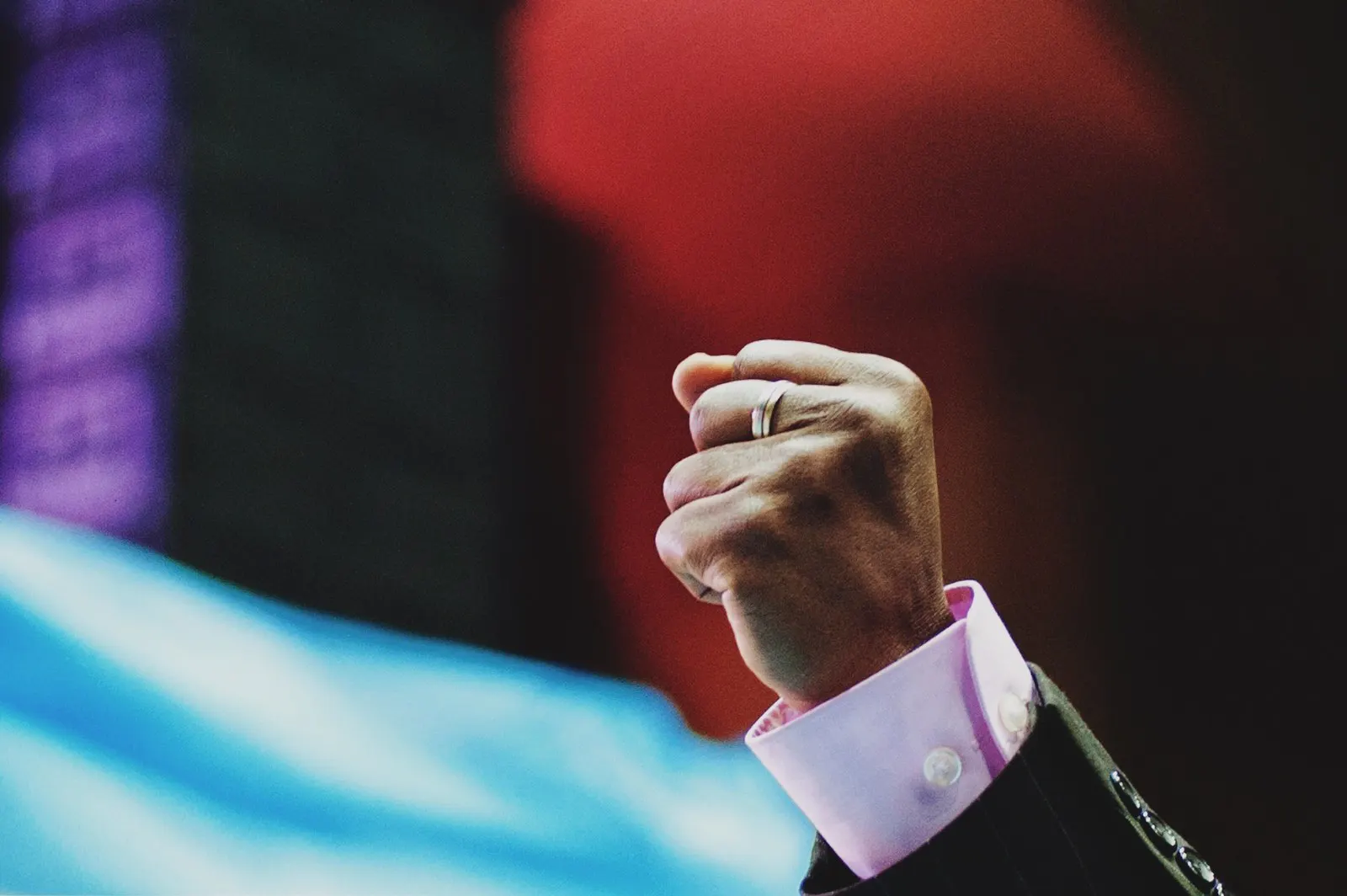 Raised fist symbolising industrial action