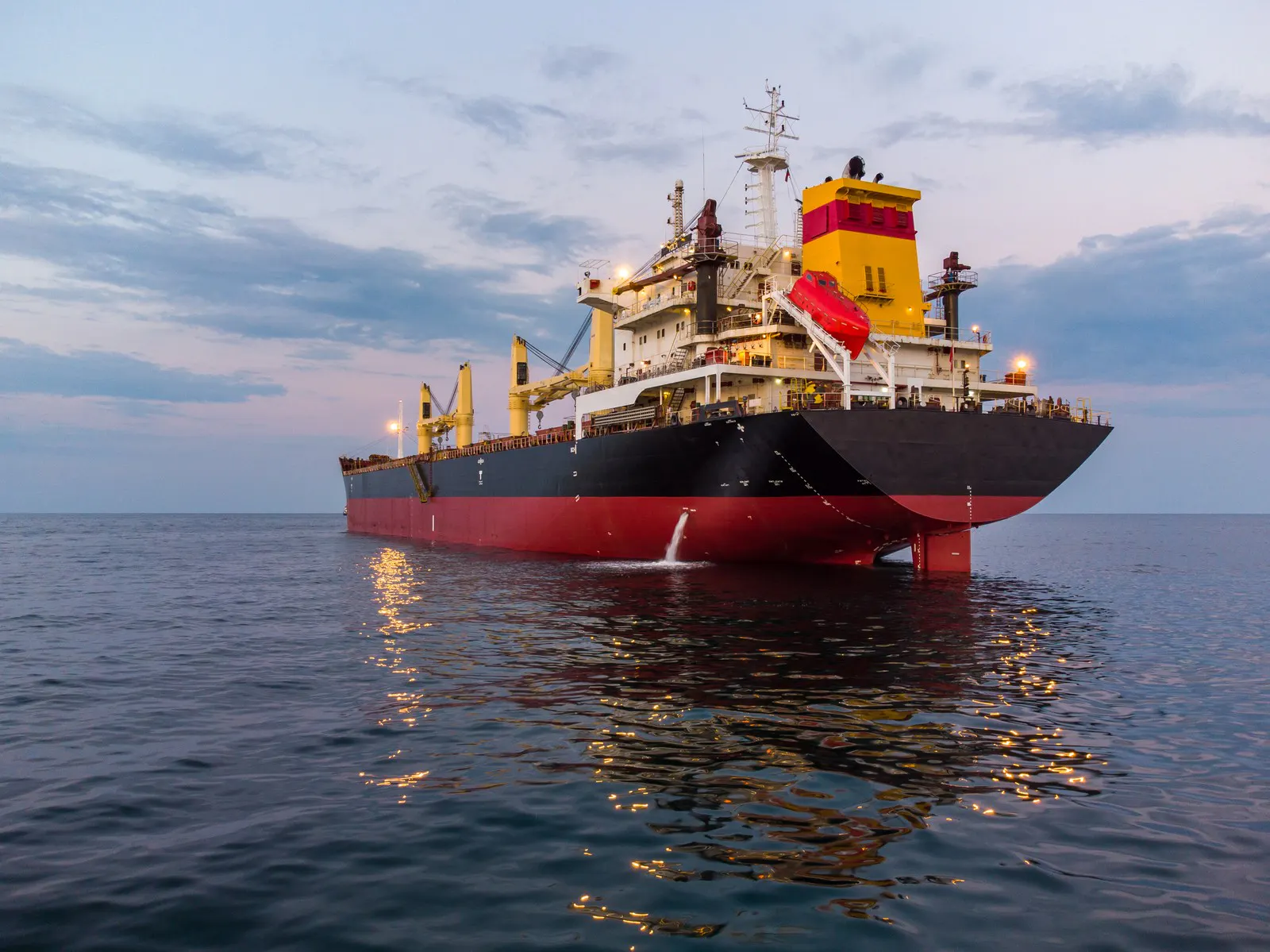Aerial view of a general cargo and bulk vessel