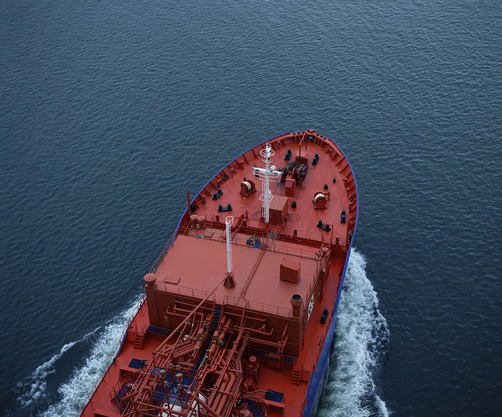 Cargo ship under way at sea