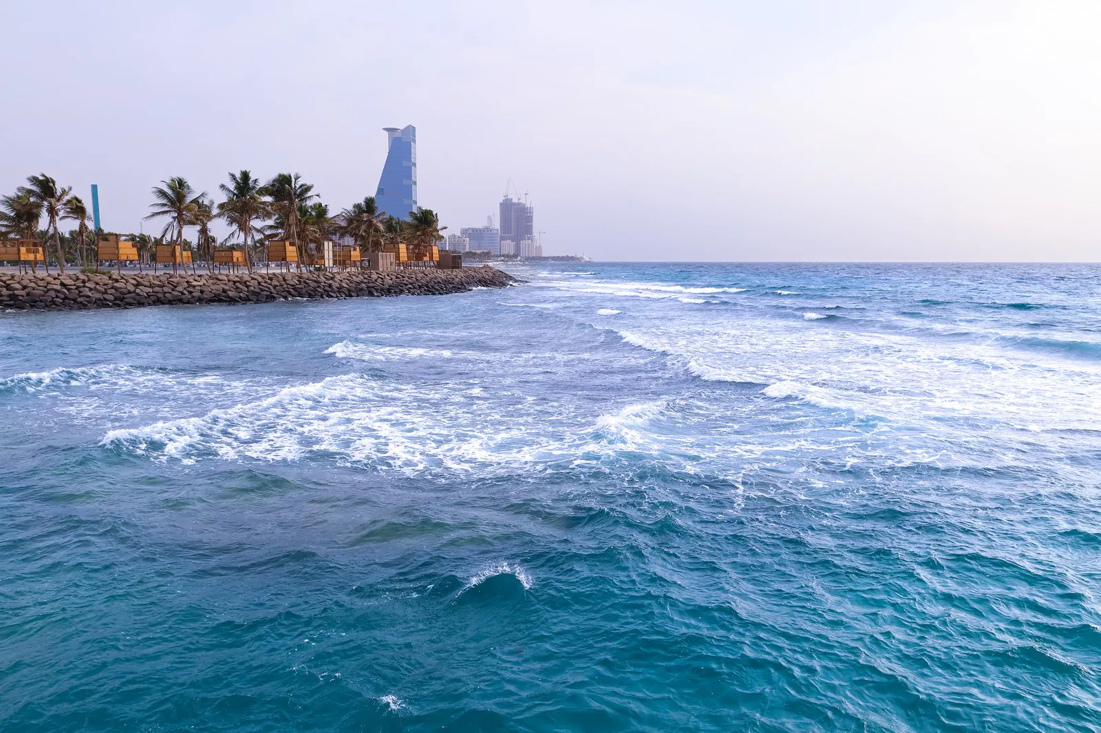 The Red Sea coastline at Jeddah, Saudi Arabia
