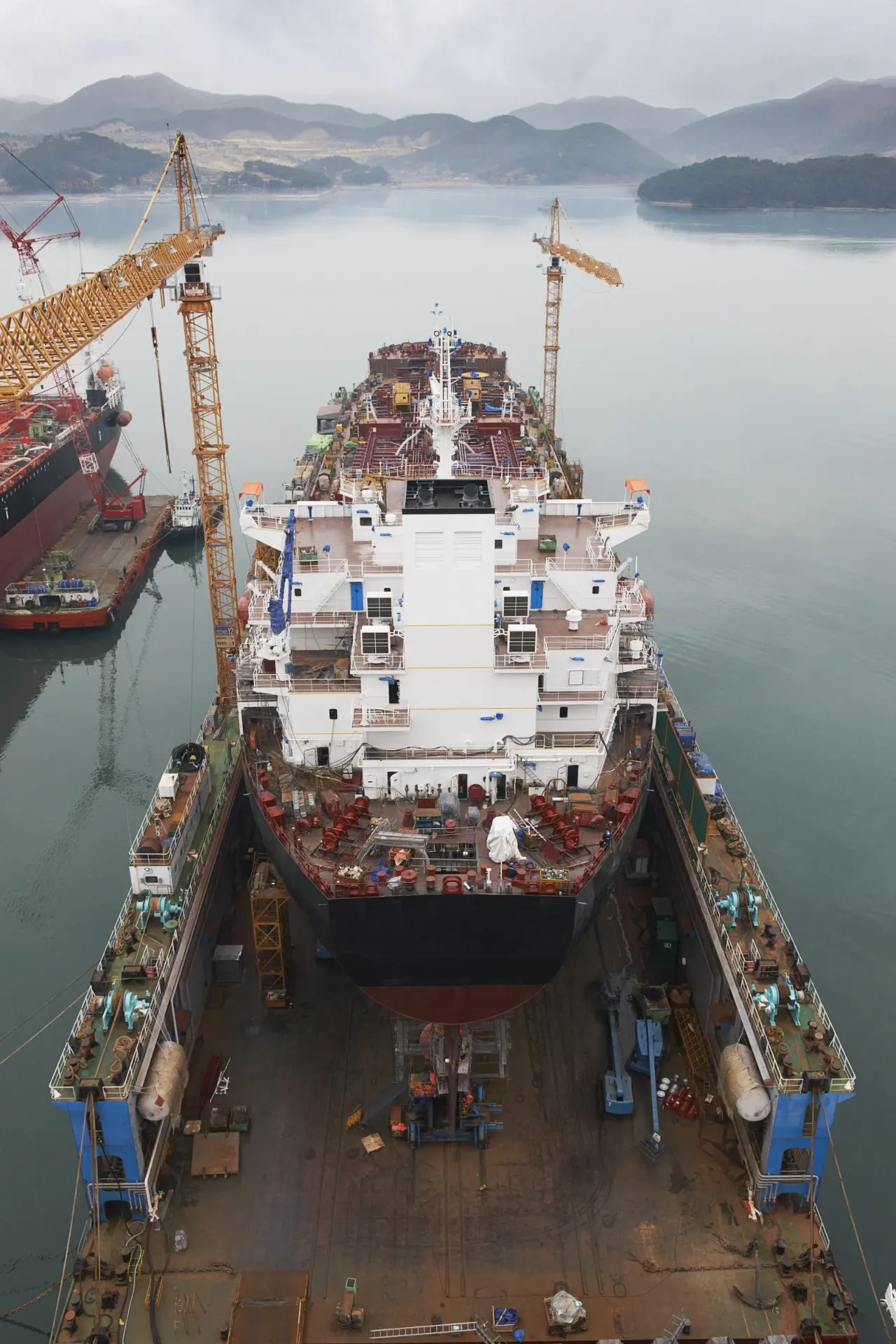 Ships alongside at a South Korean shipyard