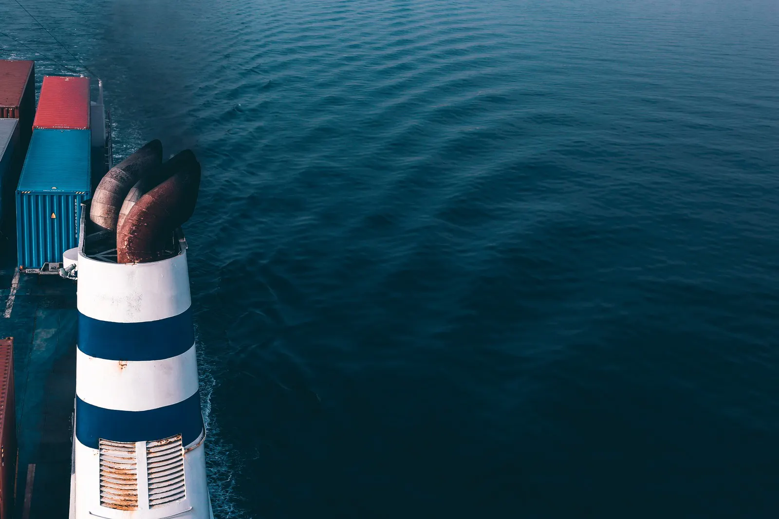 A ship's funnel at sea