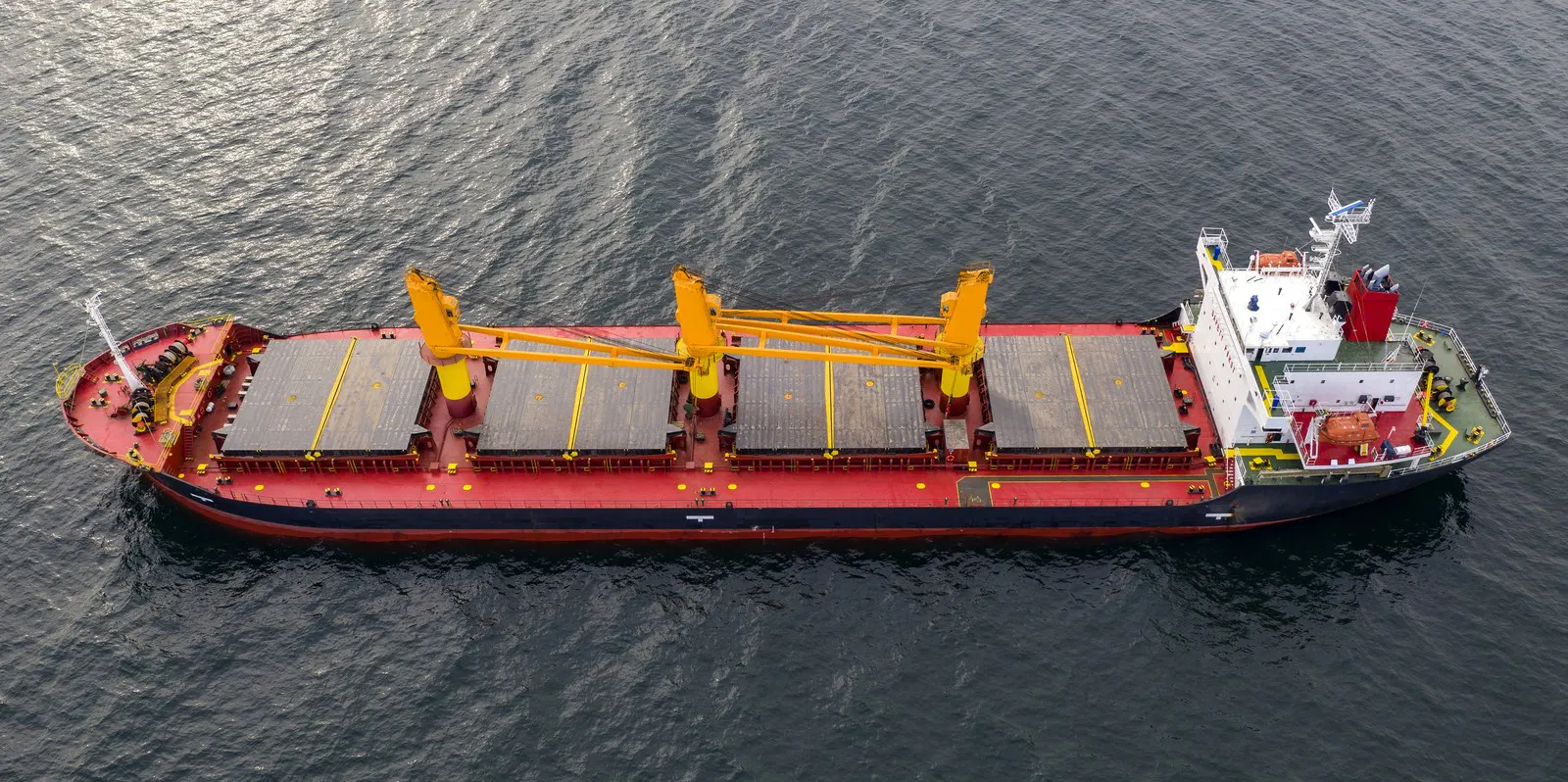 A cargo ship well out on the open ocean