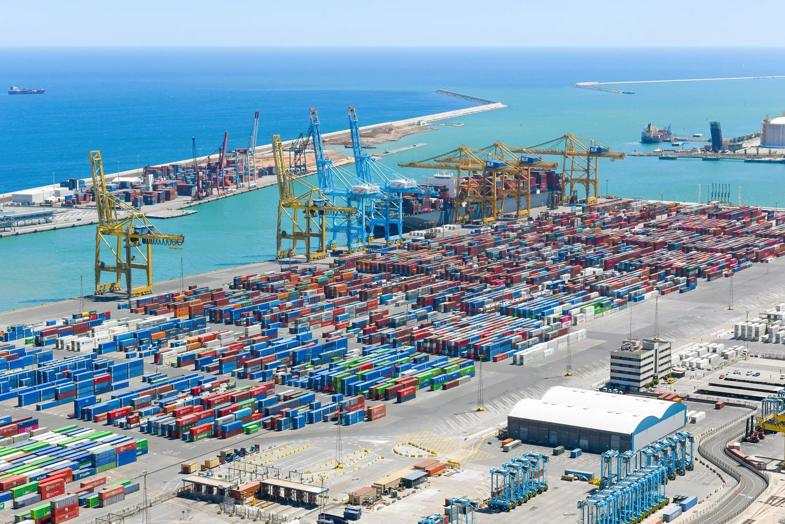 Wide view of a Mediterranean cargo seaport