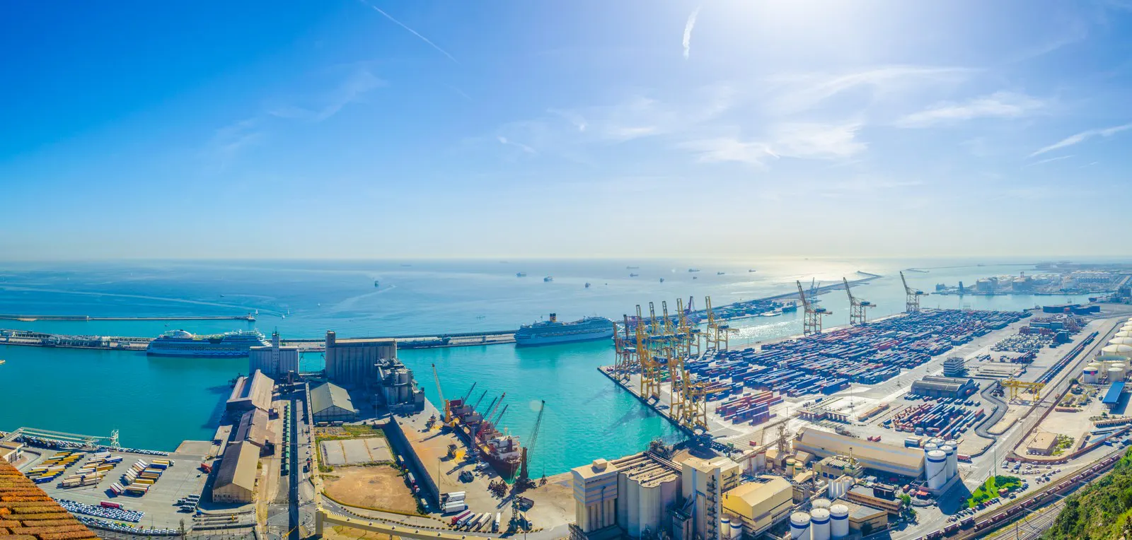 Aerial view of the container port of Barcelona