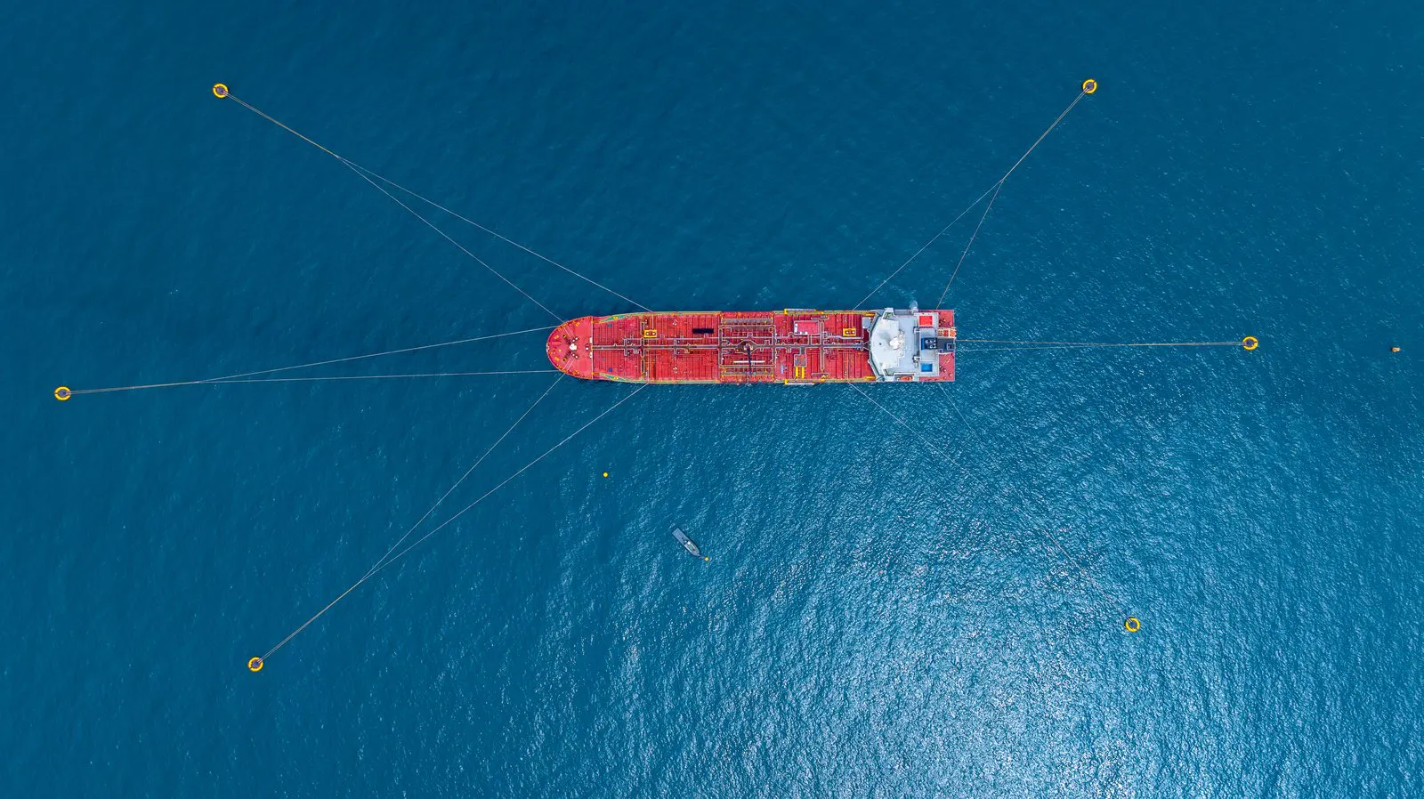 Tanker moored to buoys at an offshore loading point