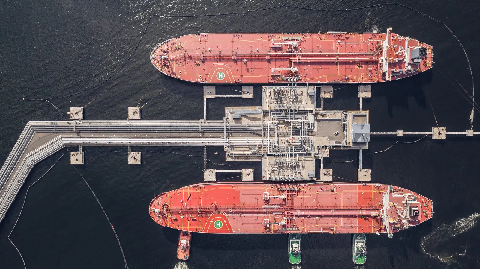 Two tankers berthed at a liquid bulk terminal
