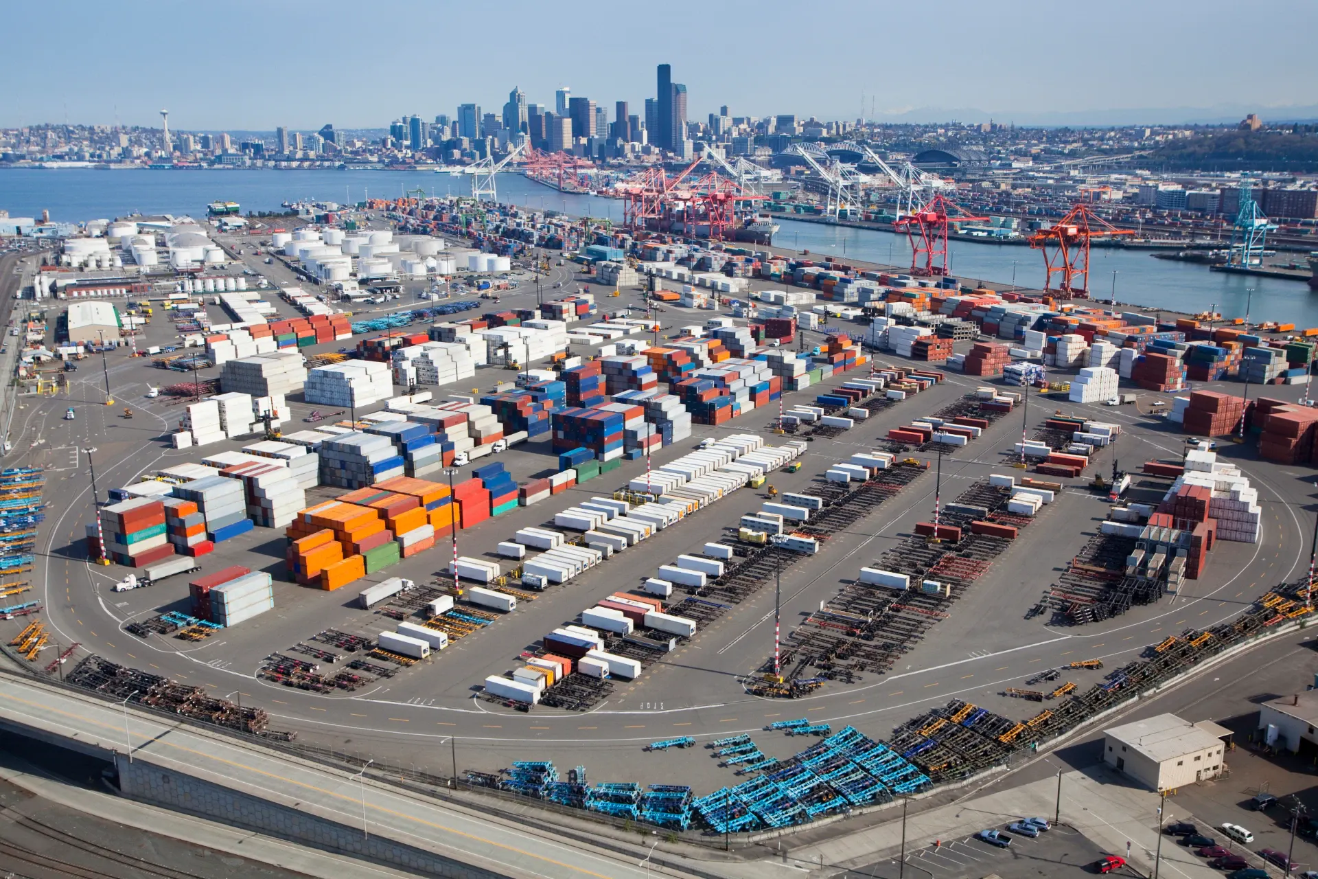 Container stacks at a United States west coast terminal