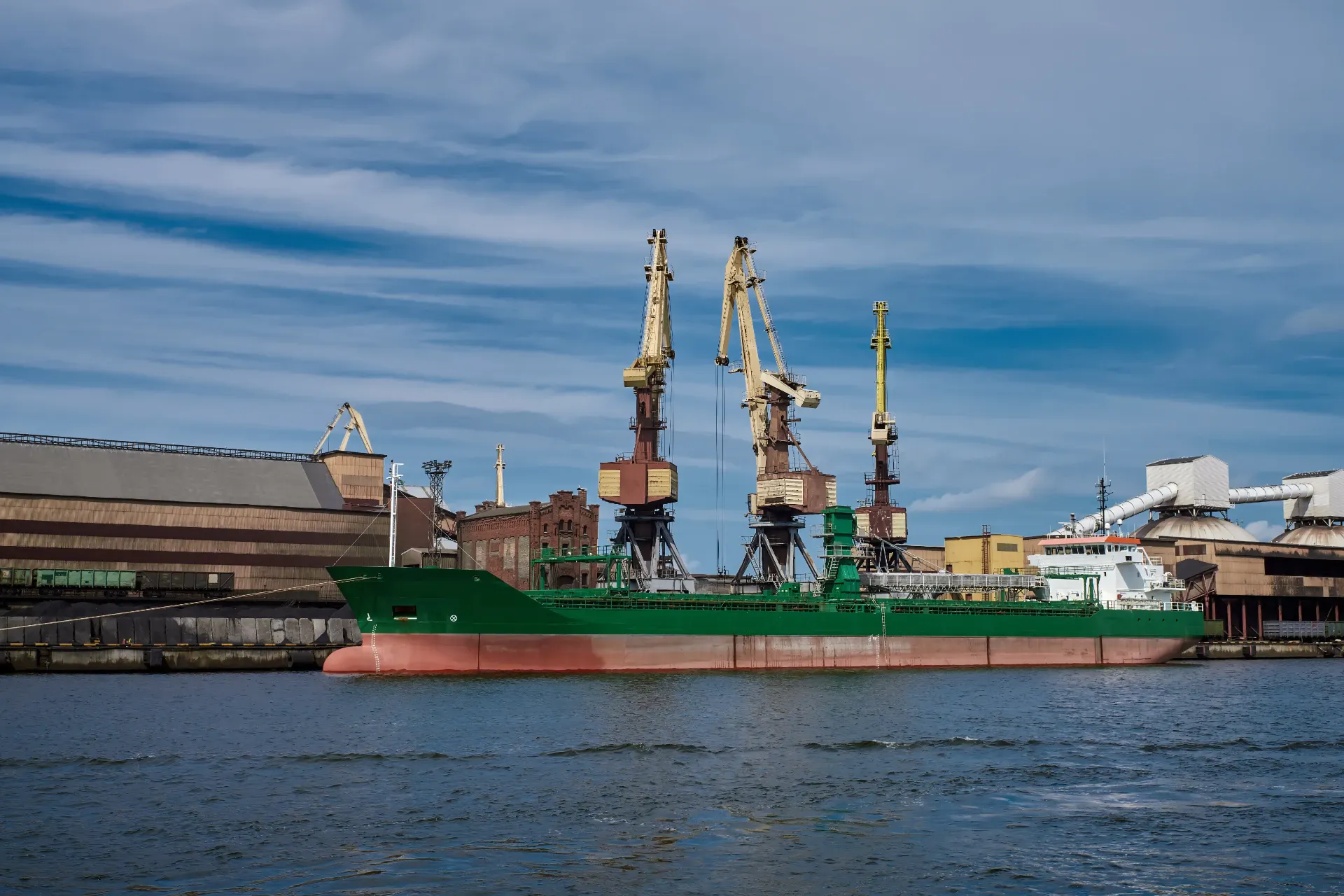 Cargo ship in port cargo terminal of ventspils l