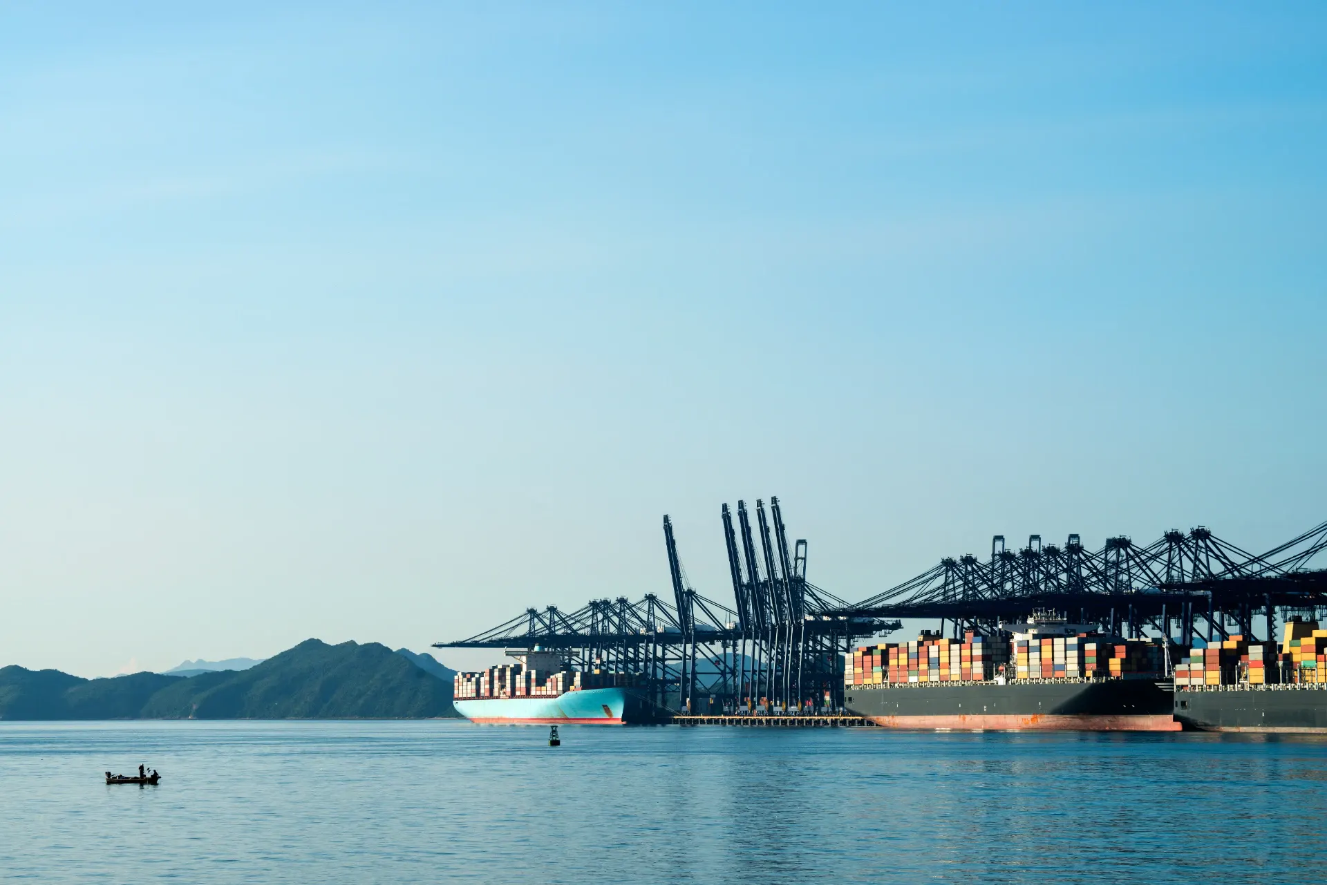 Containers stacked at a container terminal