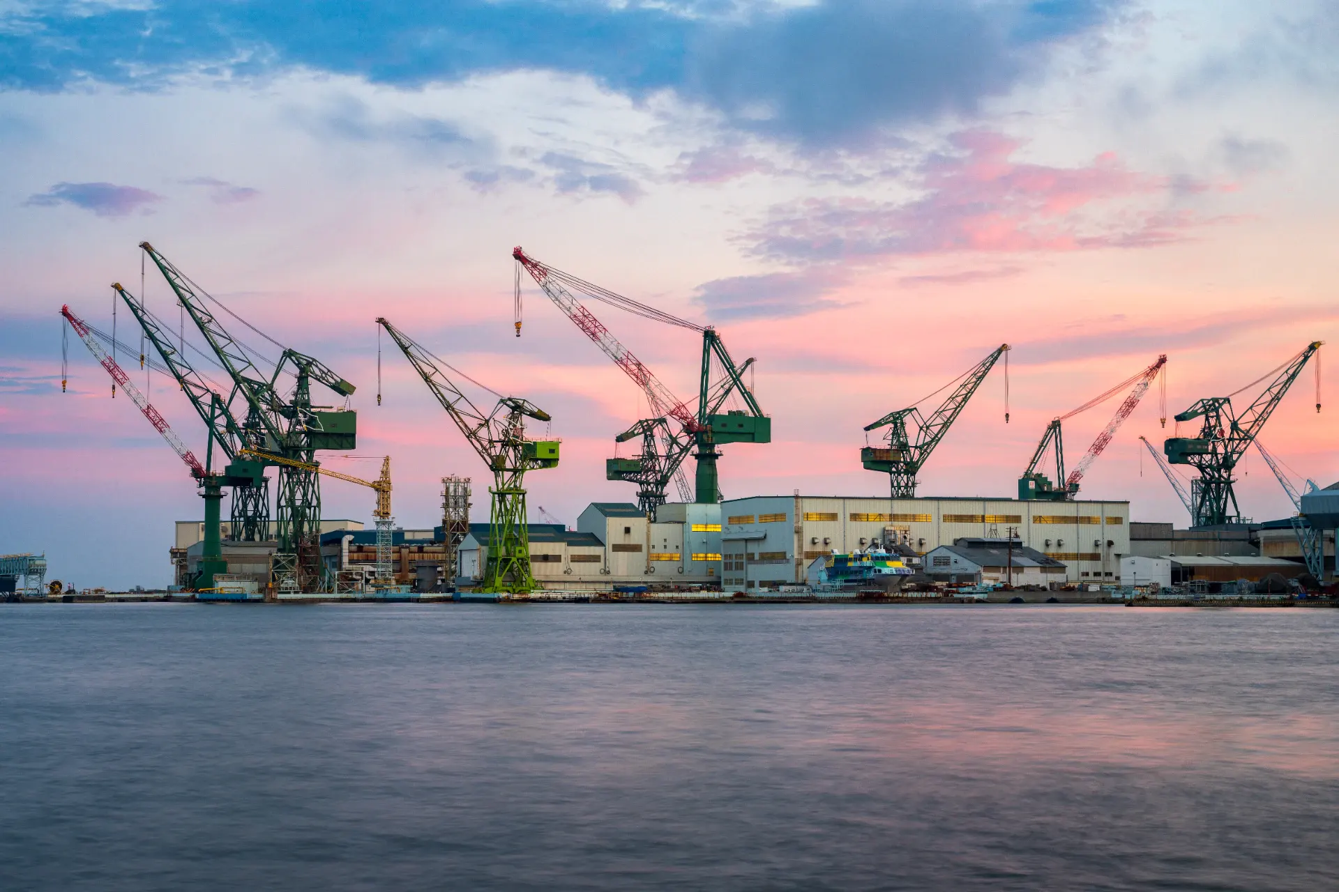 Dry docks at a Japanese shipyard