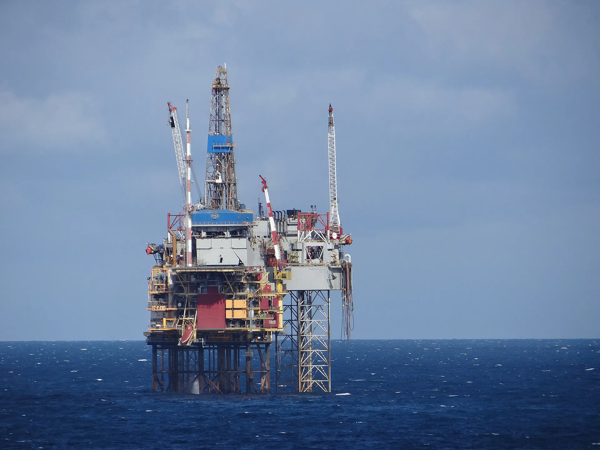 A production platform standing in the North Sea