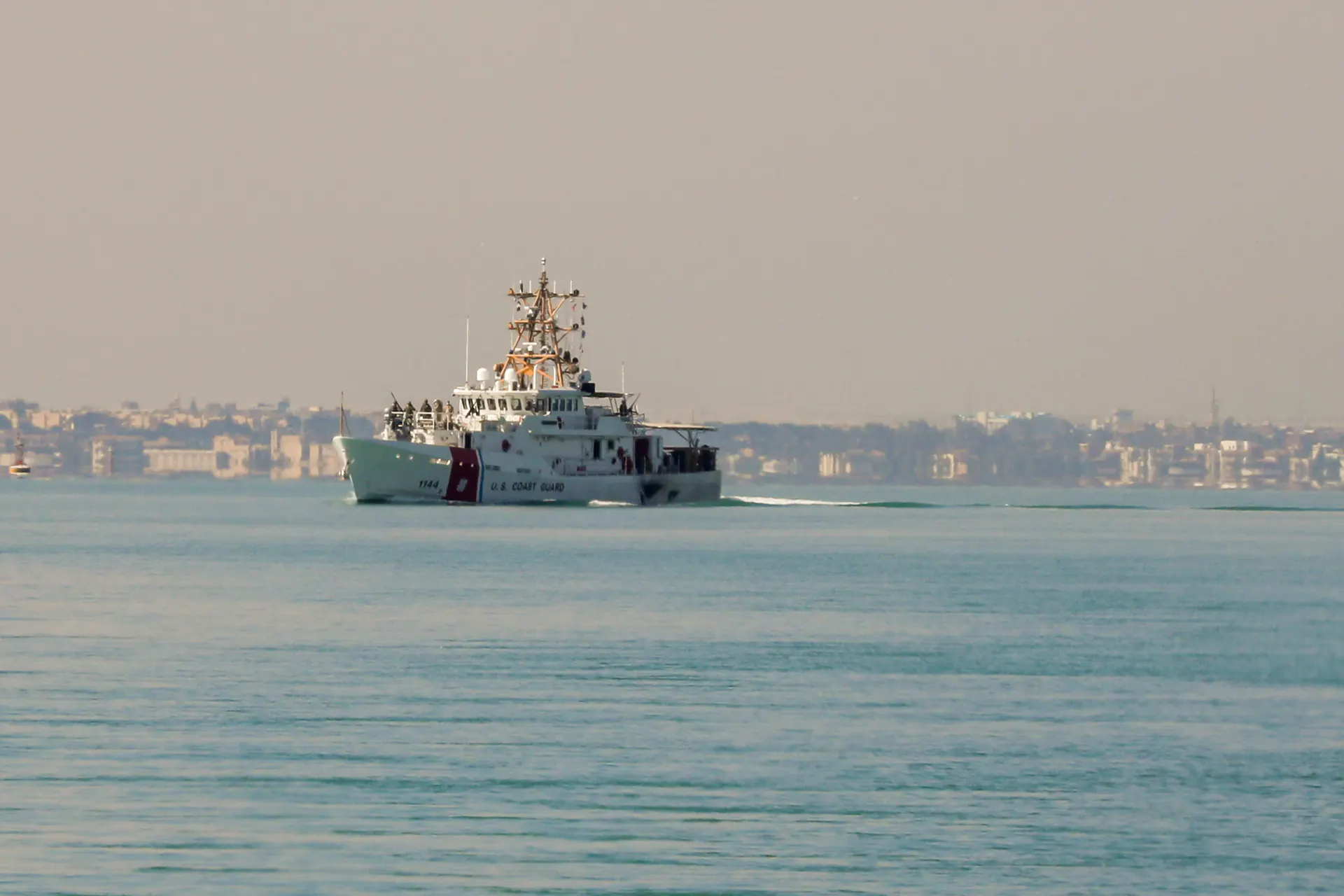 A ship transiting the Suez Canal