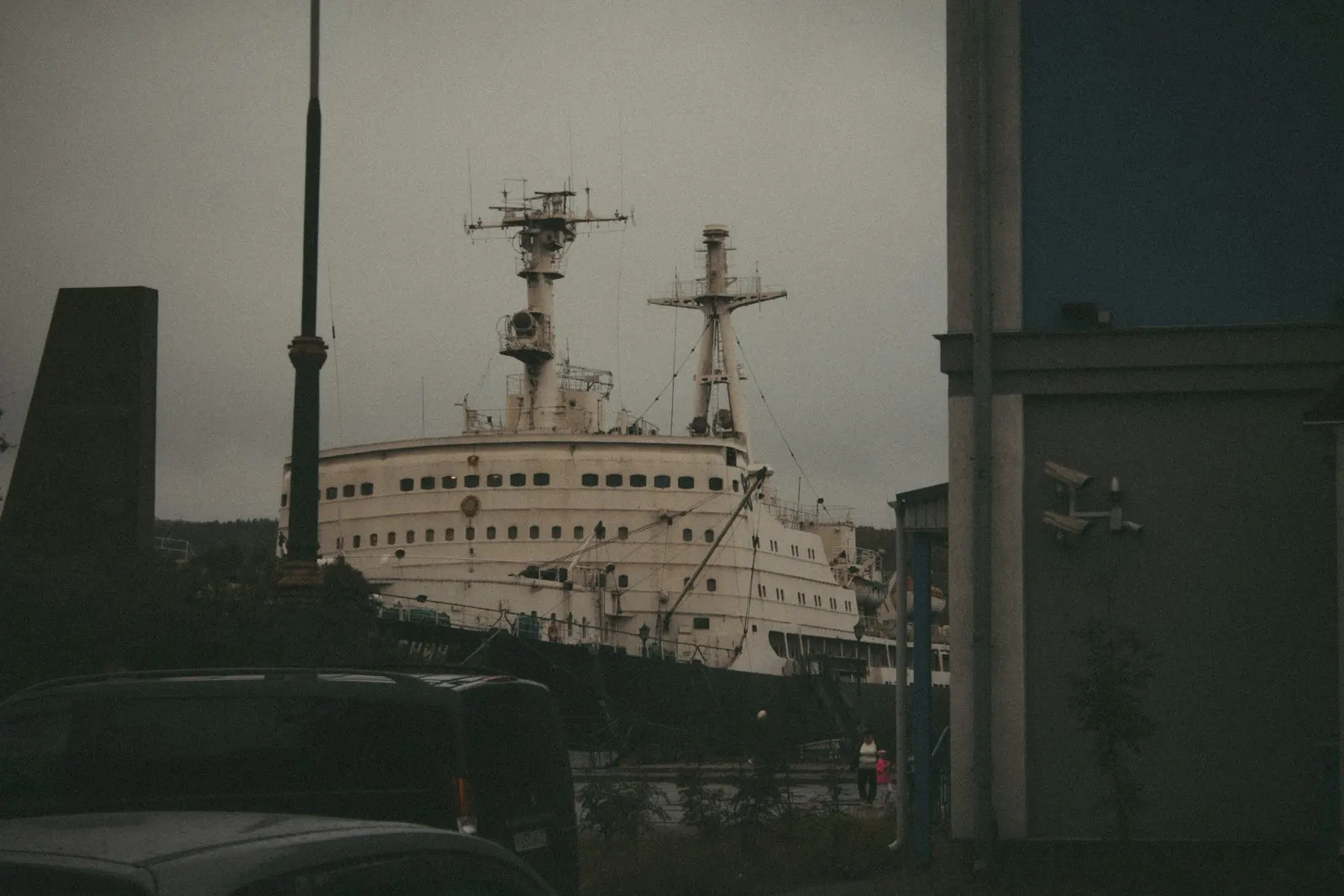 Large vessel alongside in a harbour