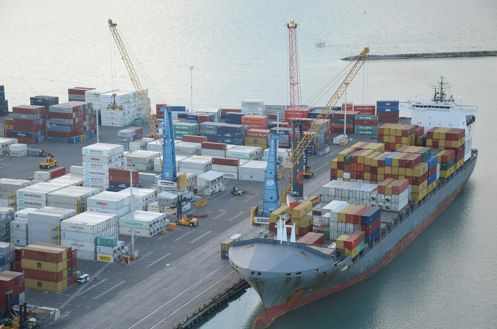 Shipyard with vessels under construction