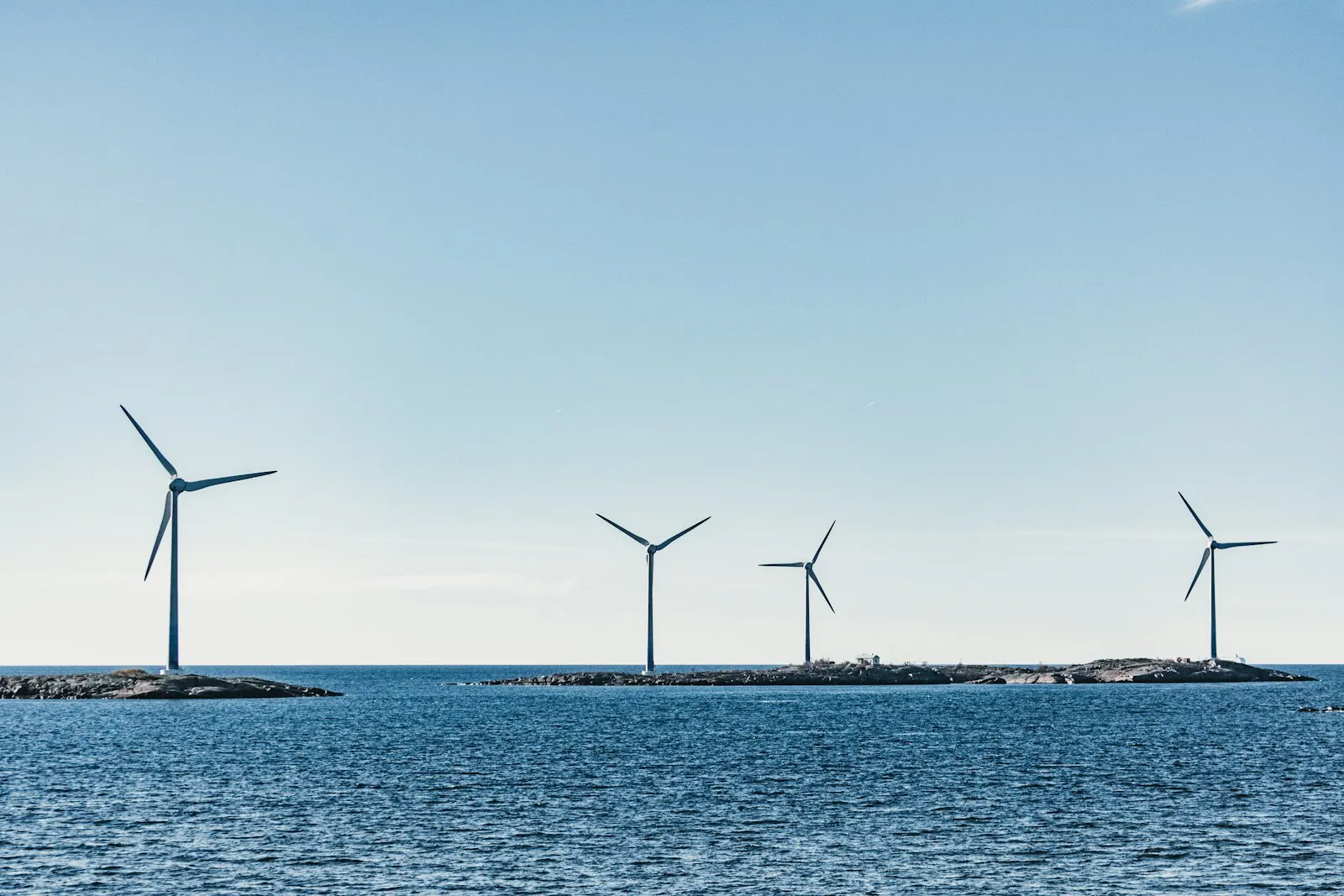 Offshore wind turbines in the sea