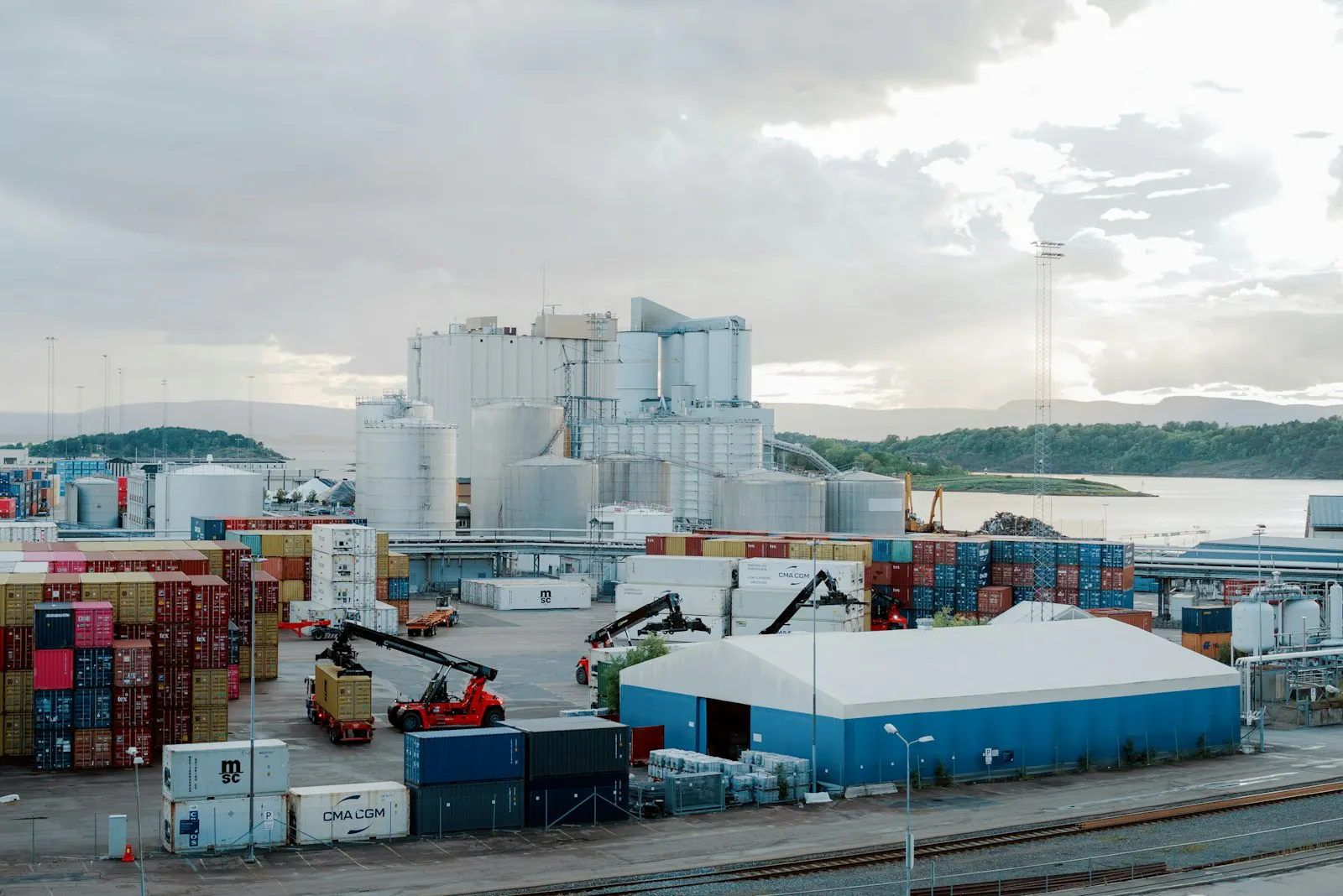 Industrial shipyard waterfront