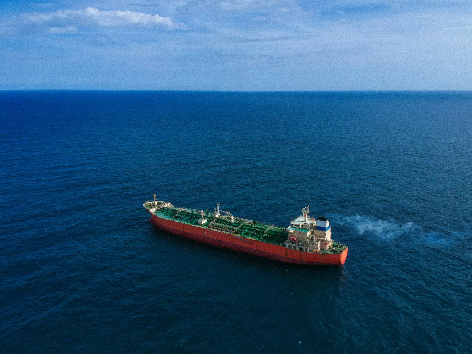 Tanker under way at sea