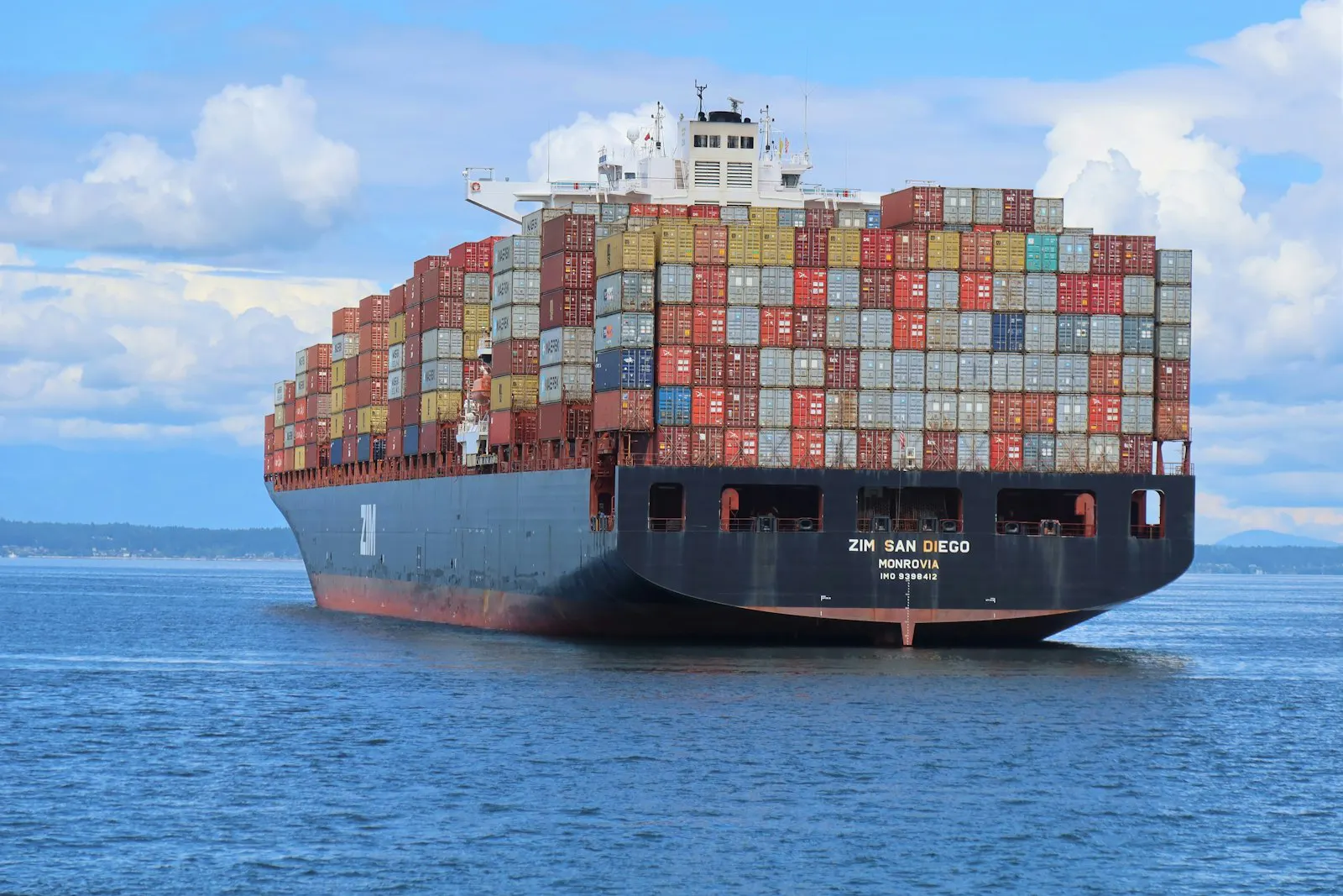 Cargo ship in a busy shipping lane